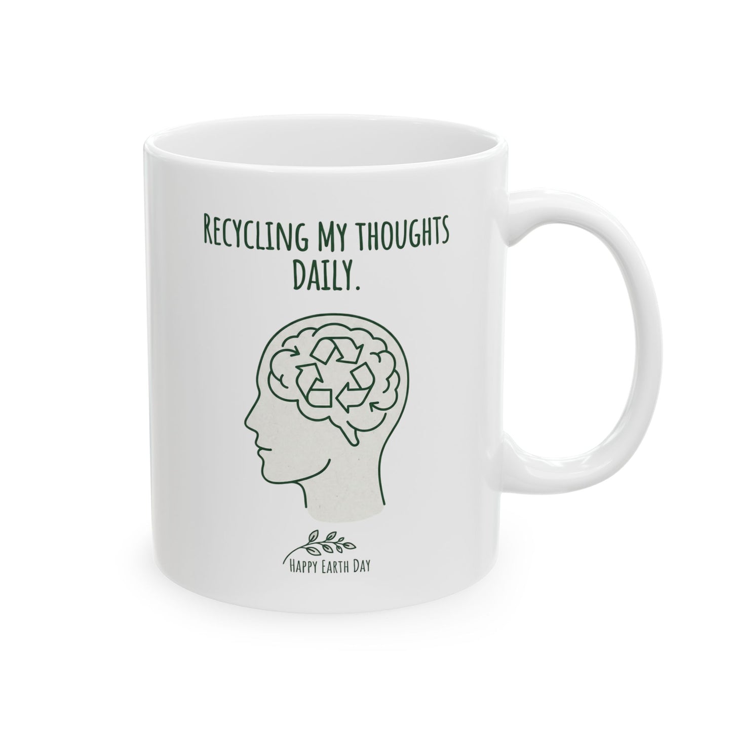 Recycling My Thoughts Daily Mug – Earth Day Mental Health Coffee Cup | Eco Mindfulness Mug (11oz)