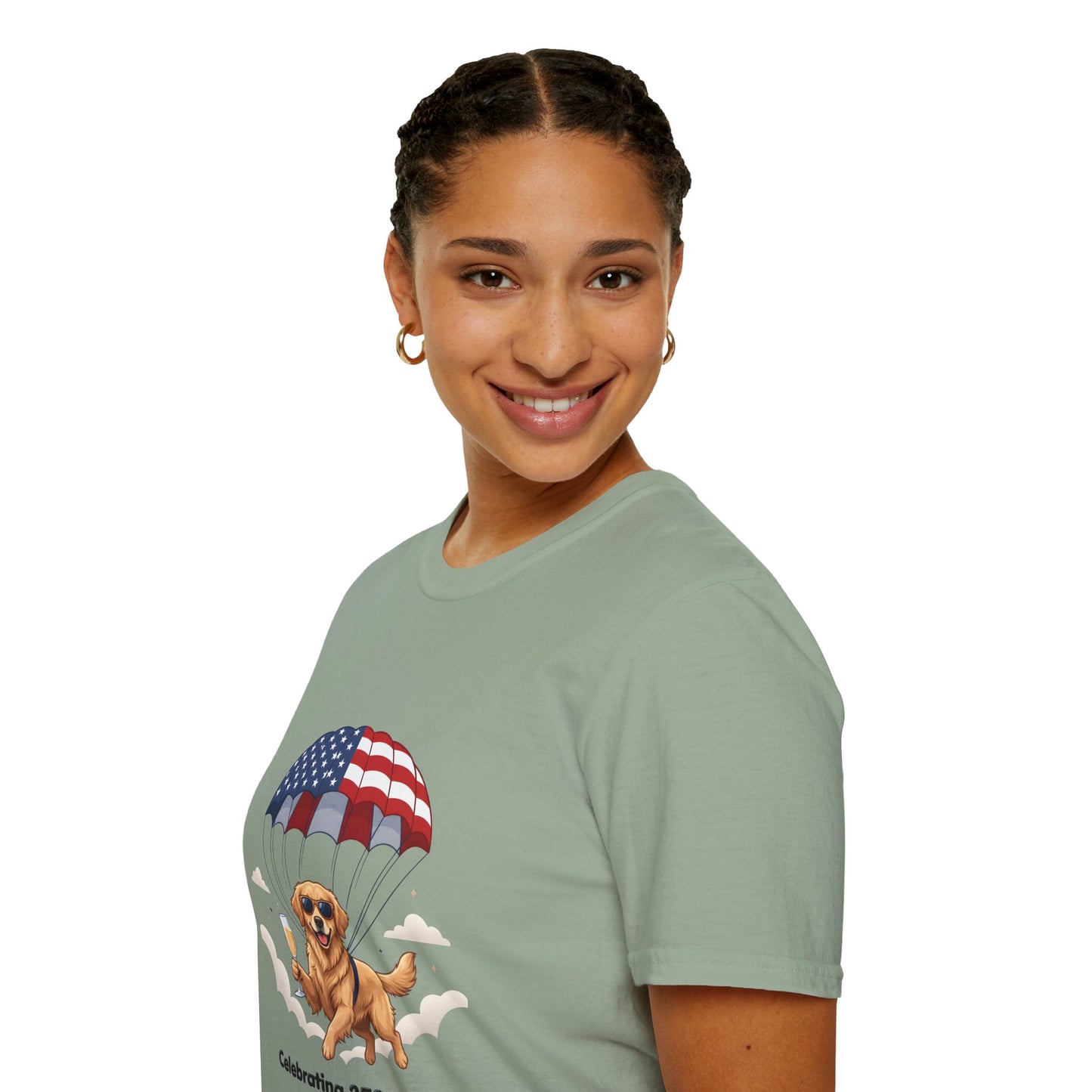 Patriotic Golden Retriever T-Shirt — "Celebrating 250 Years"