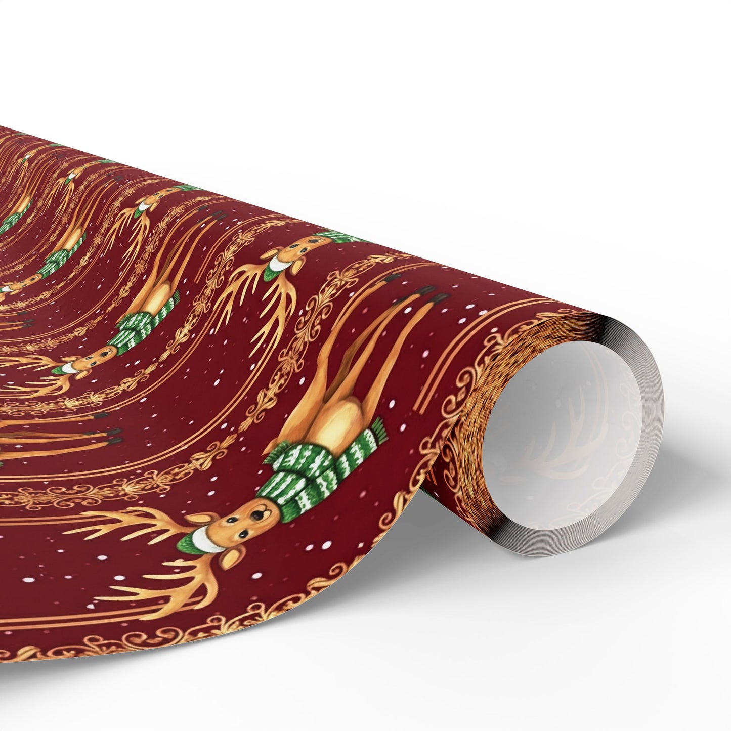 Vintage Christmas Wrap Paper, Festive Gift Wrapping Paper with Reindeer Design for Holidays