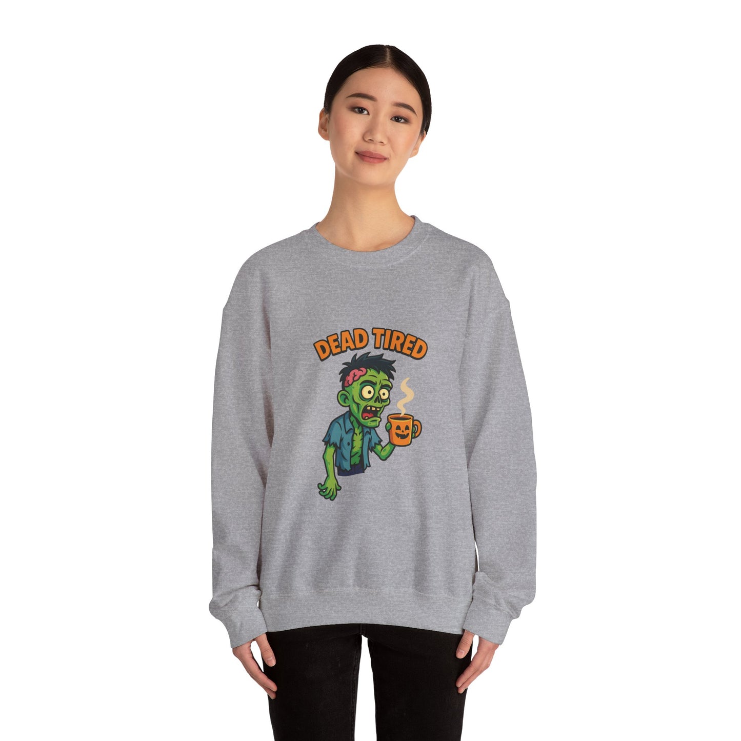 Dead Tired Zombie Sweatshirt, Funny Halloween Crewneck, Spooky Season Apparel