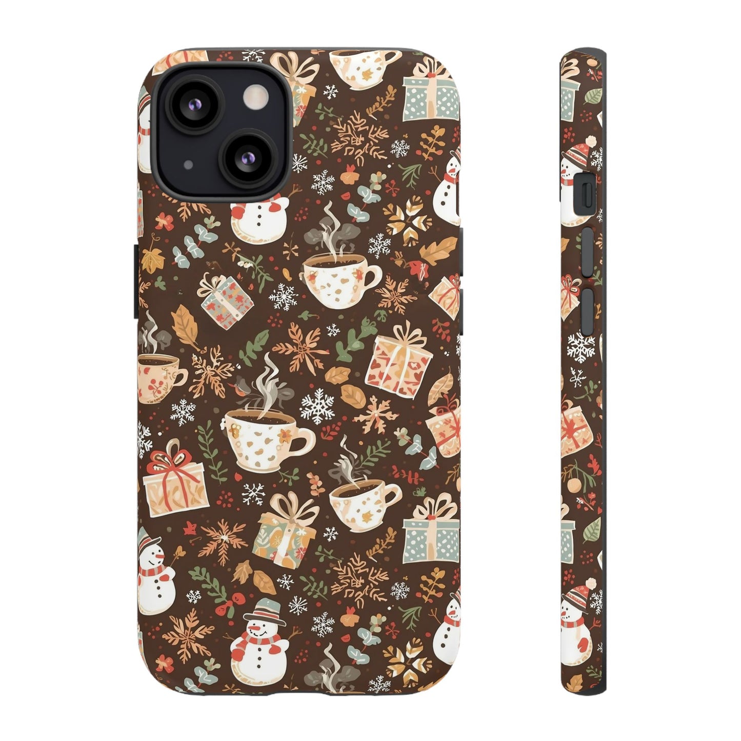 Christmas Phone Case, Winter Holiday Phone Case with Snowmen and Gifts Design for Iphone 17, 16, 15, 14, 13, 12, 11 & Samsung