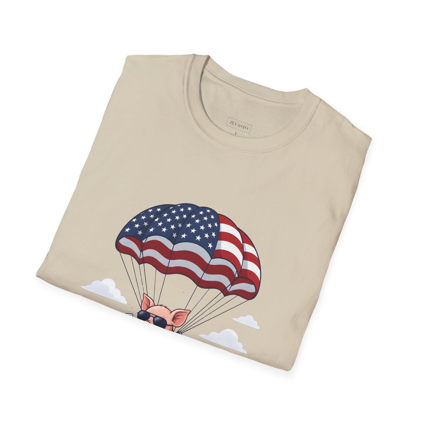 Patriotic Parachuting Piglet T-shirt - “Celebrating 250 Years”