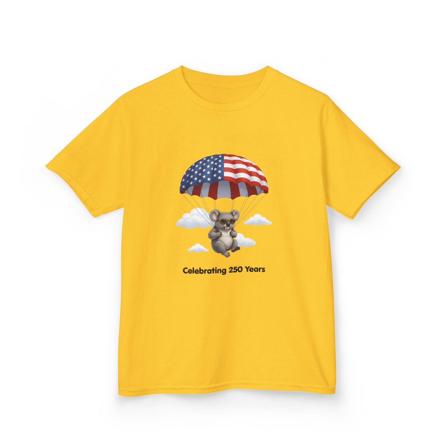 Kids Tee — Patriotic Koala Design, "Celebrating 250 Years"