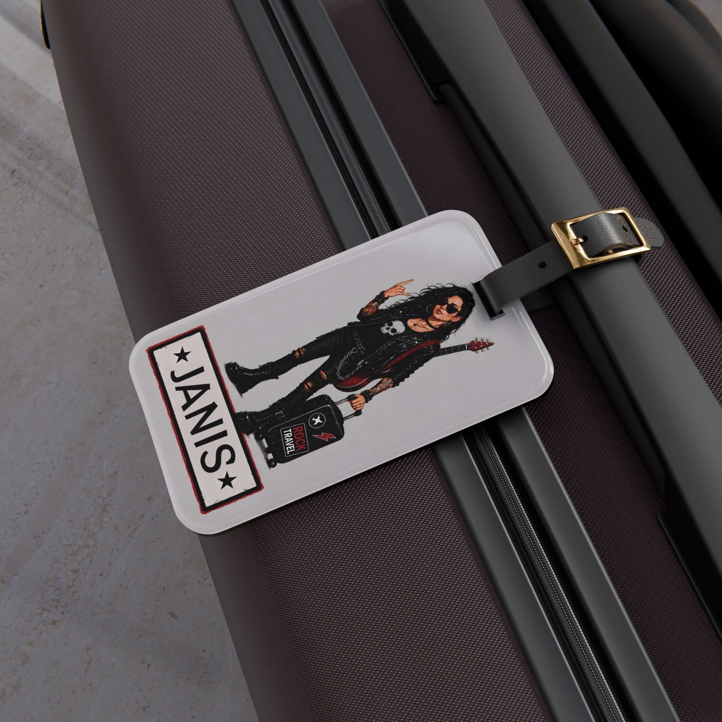 Rocker Design Personalized Luggage Tag — Custom NameTraveler ID