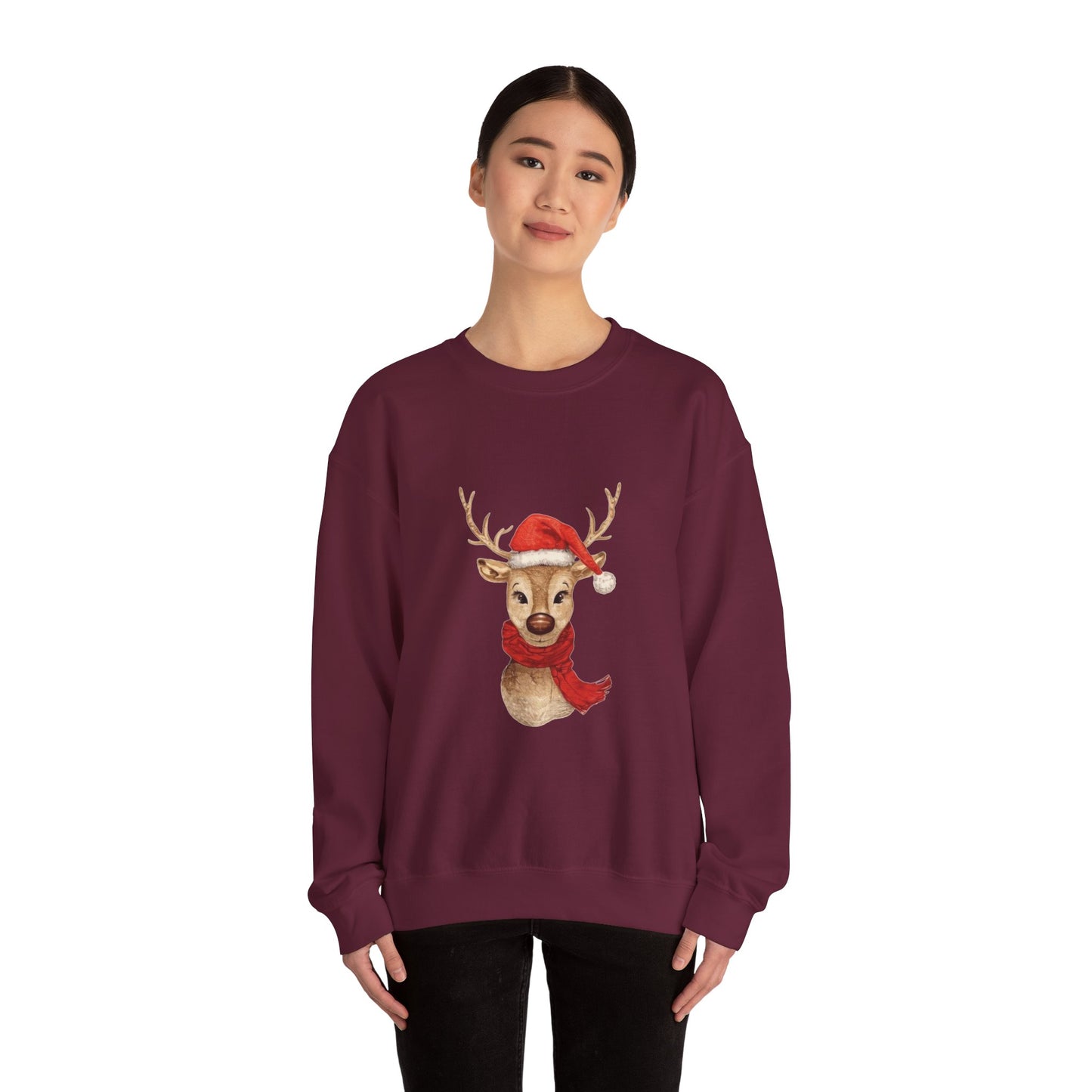 Christmas Reindeer Sweatshirt, Cozy Holiday Crewneck, Winter Fashion, Festive Sweater