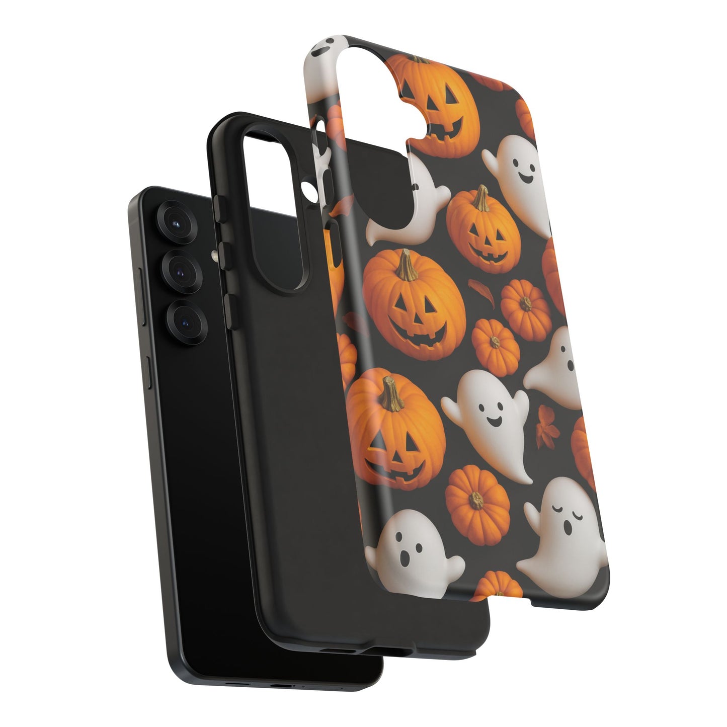Halloween Phone Case, Spooky Ghosts and Pumpkins Design