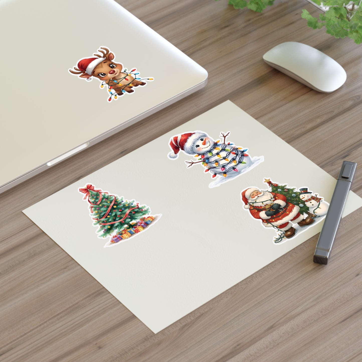 Christmas Sticker Sheet — Santa, Reindeer, Snowman & Tree Holiday Stickers