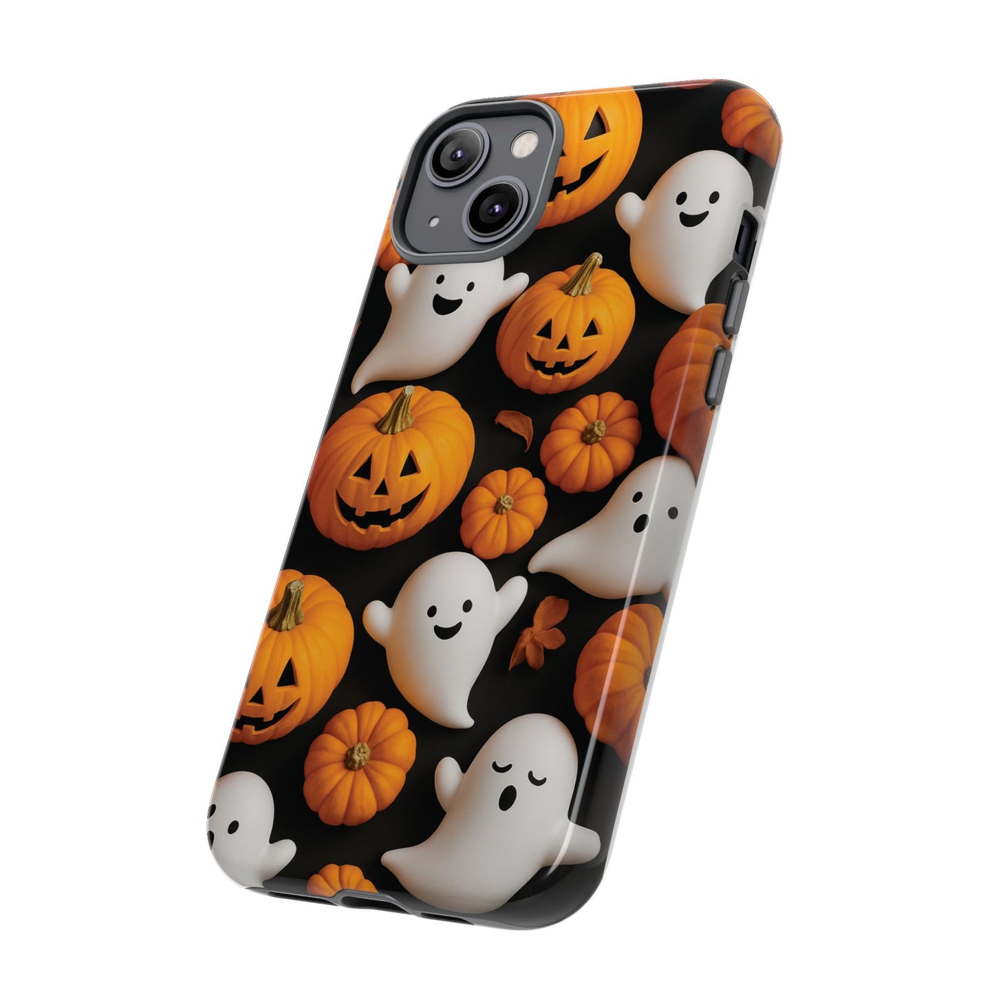 Halloween Phone Case, Spooky Ghosts and Pumpkins Design