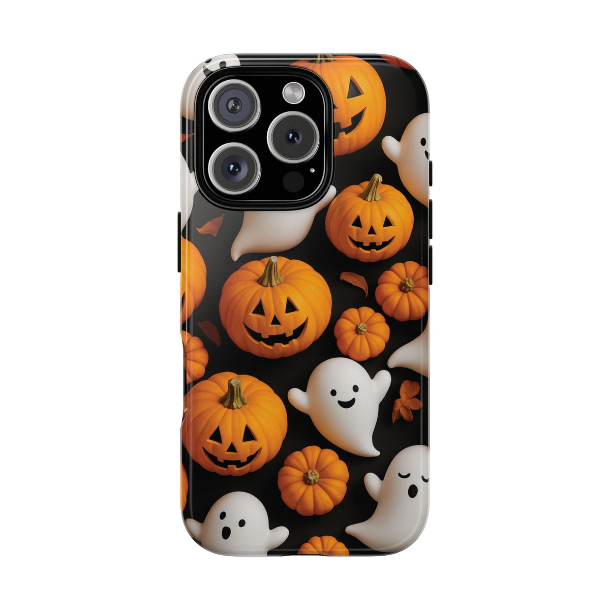 Halloween Phone Case, Spooky Ghosts and Pumpkins Design