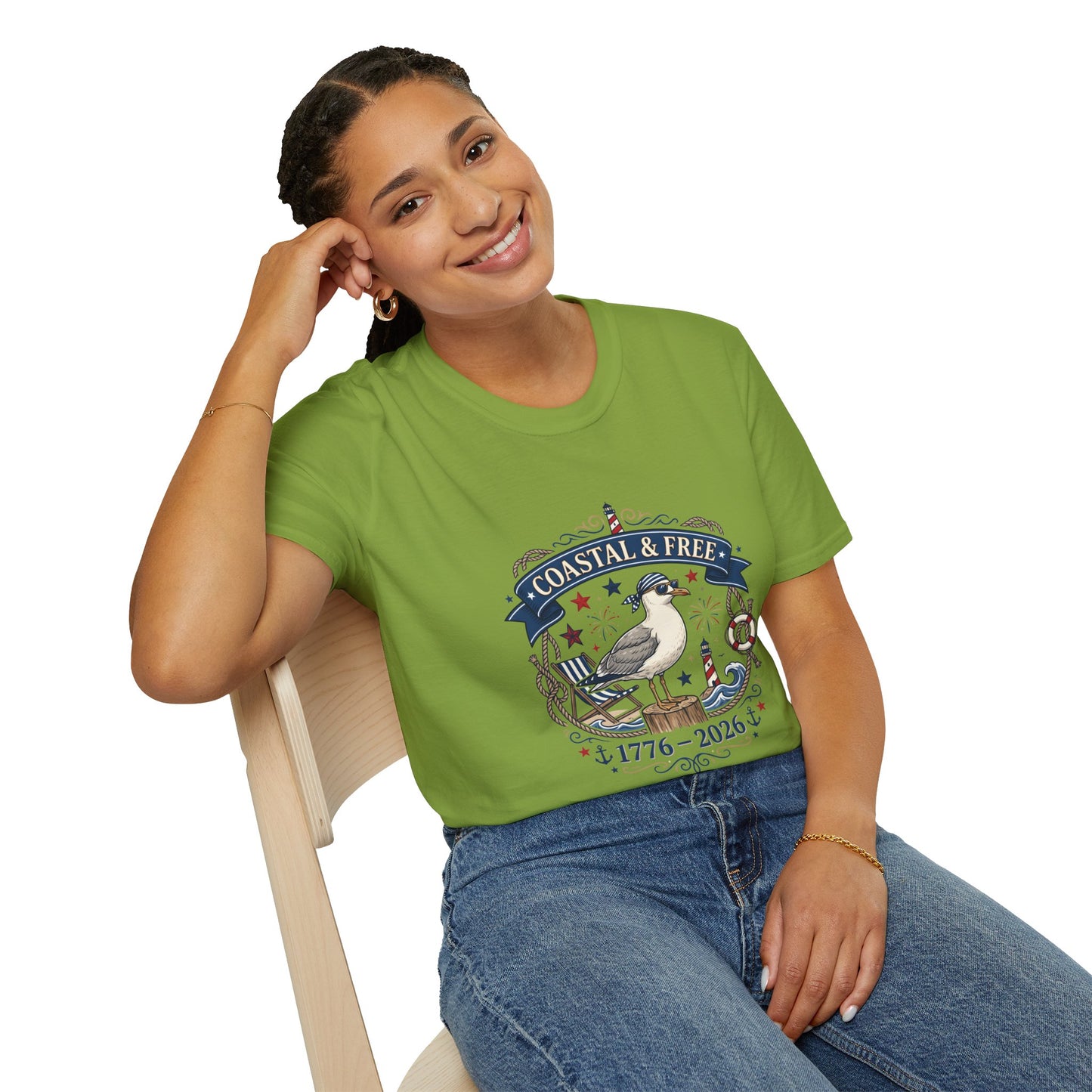 Coastal & Free Seagull T-Shirt — Patriotic 4th of July Tee