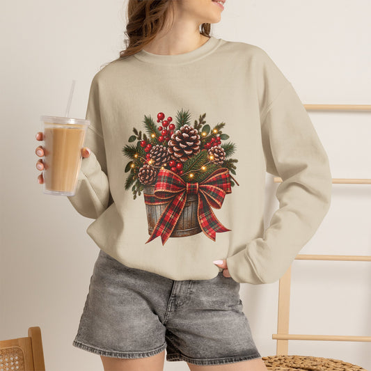 Christmas Pinecone Basket Crewneck Sweatshirt