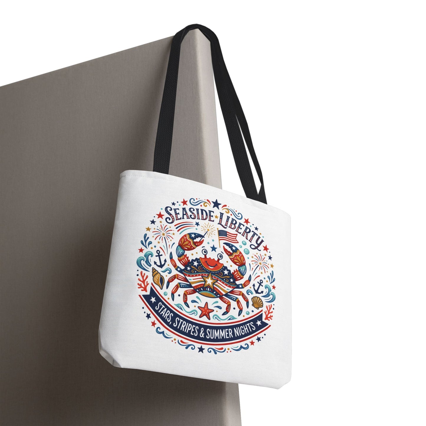 Seaside Liberty Tote Bag — 4th of July, Patriotic Bag "Stars, Stripes & Summer Nights"