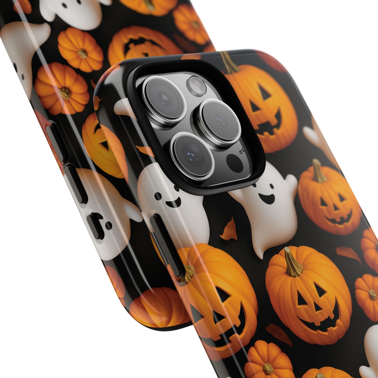 Halloween Phone Case, Spooky Ghosts and Pumpkins Design