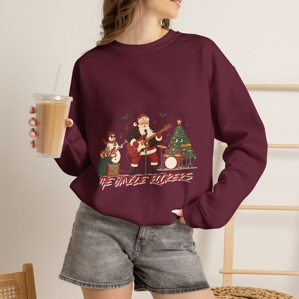Funny Christmas Sweatshirt – "The Jingle Rockers" Holiday Band Crewneck