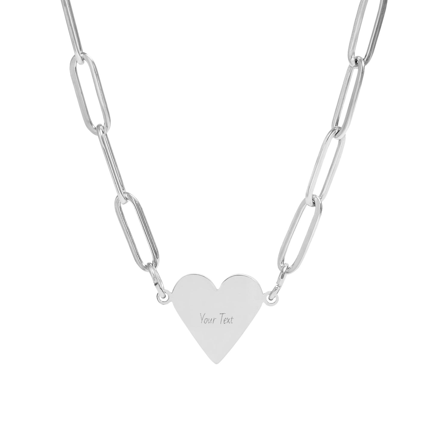 Paperclip Chain Heart Necklace — Engravable Jewelry Gift for Valentines Day | Mothers Day
