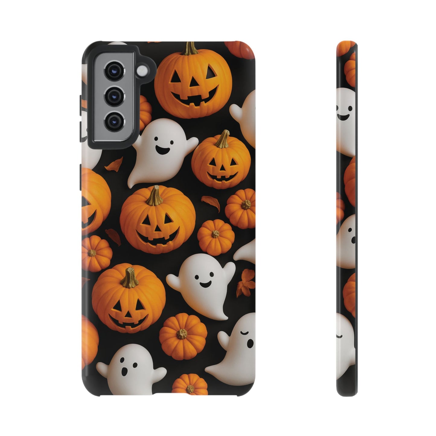 Halloween Phone Case, Spooky Ghosts and Pumpkins Design