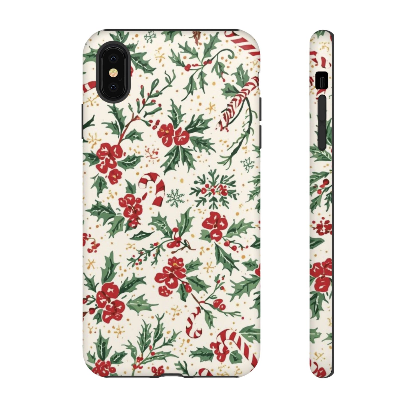 Christmas Themed Phone Case, Festive Floral Dual Layer Phone Case for Iphone 17, 16, 15, 14, 13, 12, 11 & Samsung