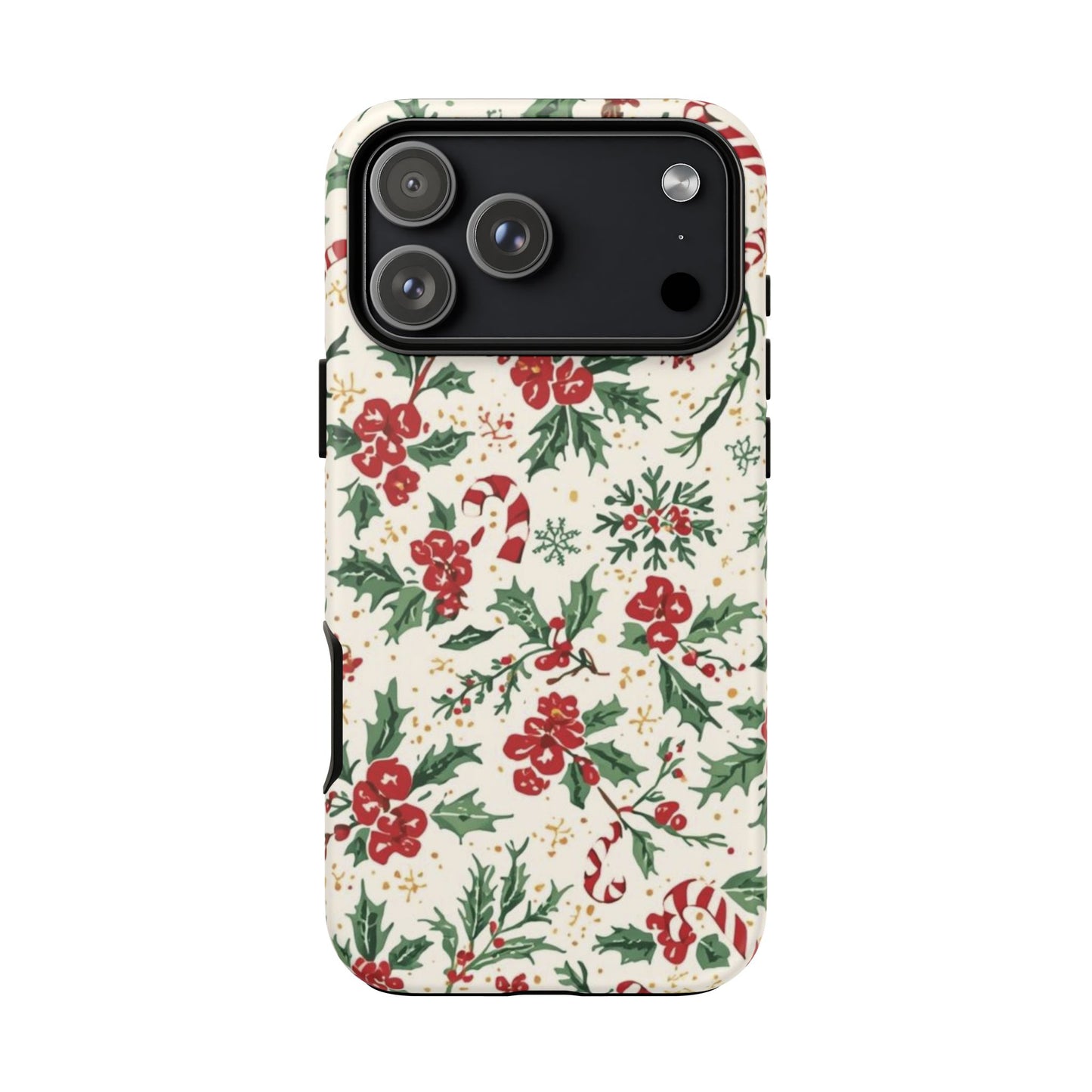 Christmas Themed Phone Case, Festive Floral Dual Layer Phone Case for Iphone 17, 16, 15, 14, 13, 12, 11 & Samsung