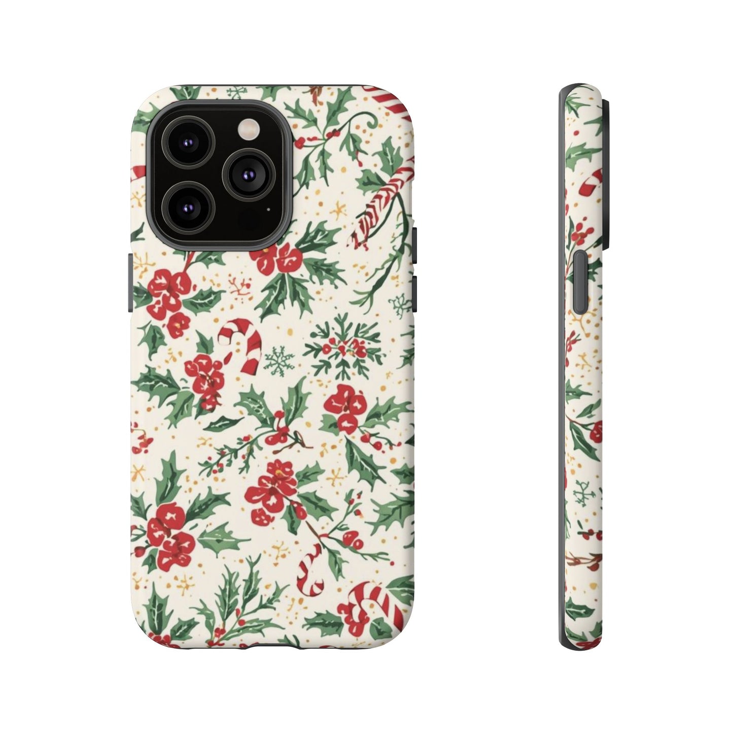 Christmas Themed Phone Case, Festive Floral Dual Layer Phone Case for Iphone 17, 16, 15, 14, 13, 12, 11 & Samsung