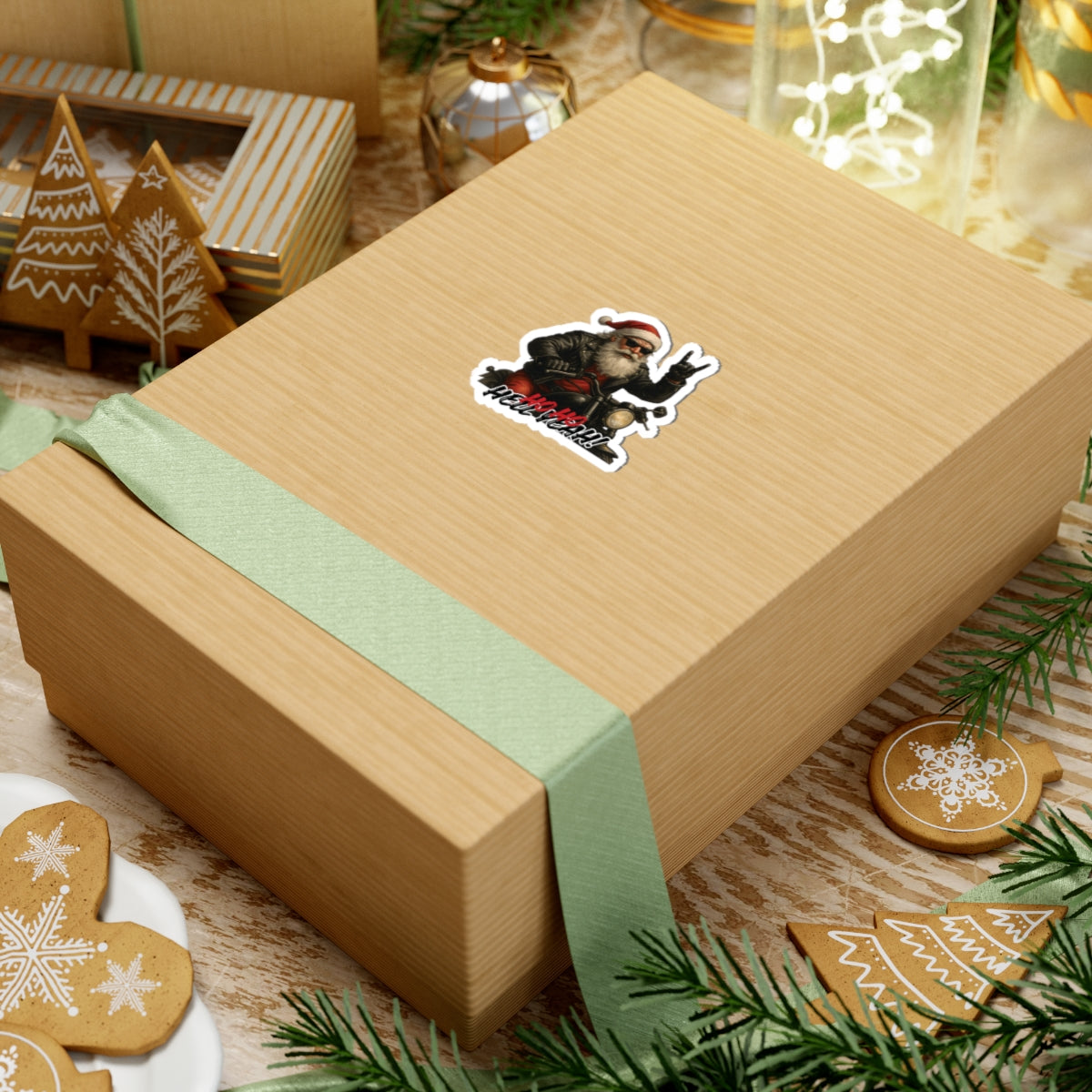 Rocker Santa Christmas Sticker, 4 Size Option