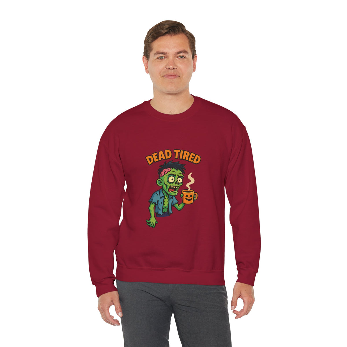 Dead Tired Zombie Sweatshirt, Funny Halloween Crewneck, Spooky Season Apparel