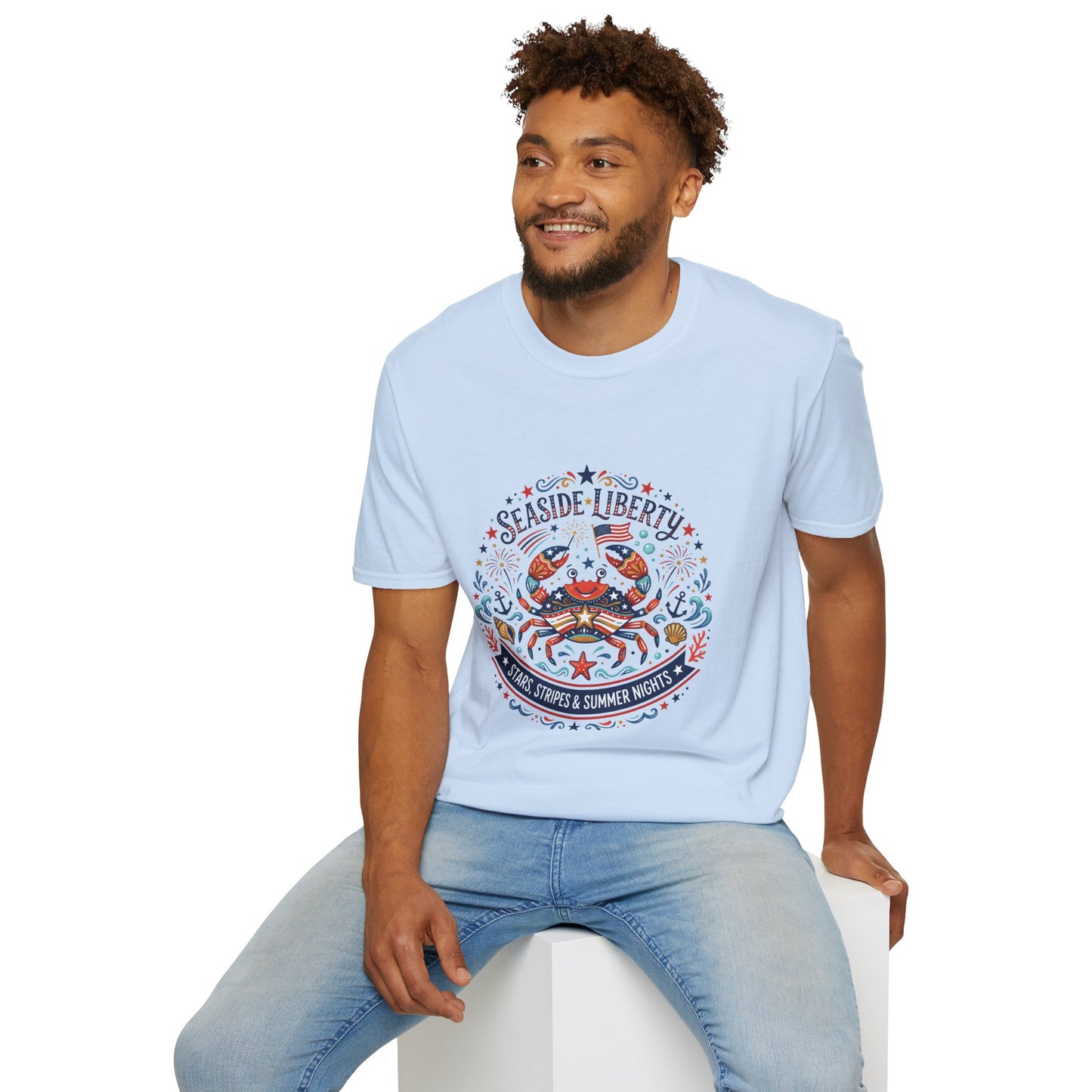 Seaside Liberty Crab T-Shirt — 4th of July Patriotic Summer Beach Tee
