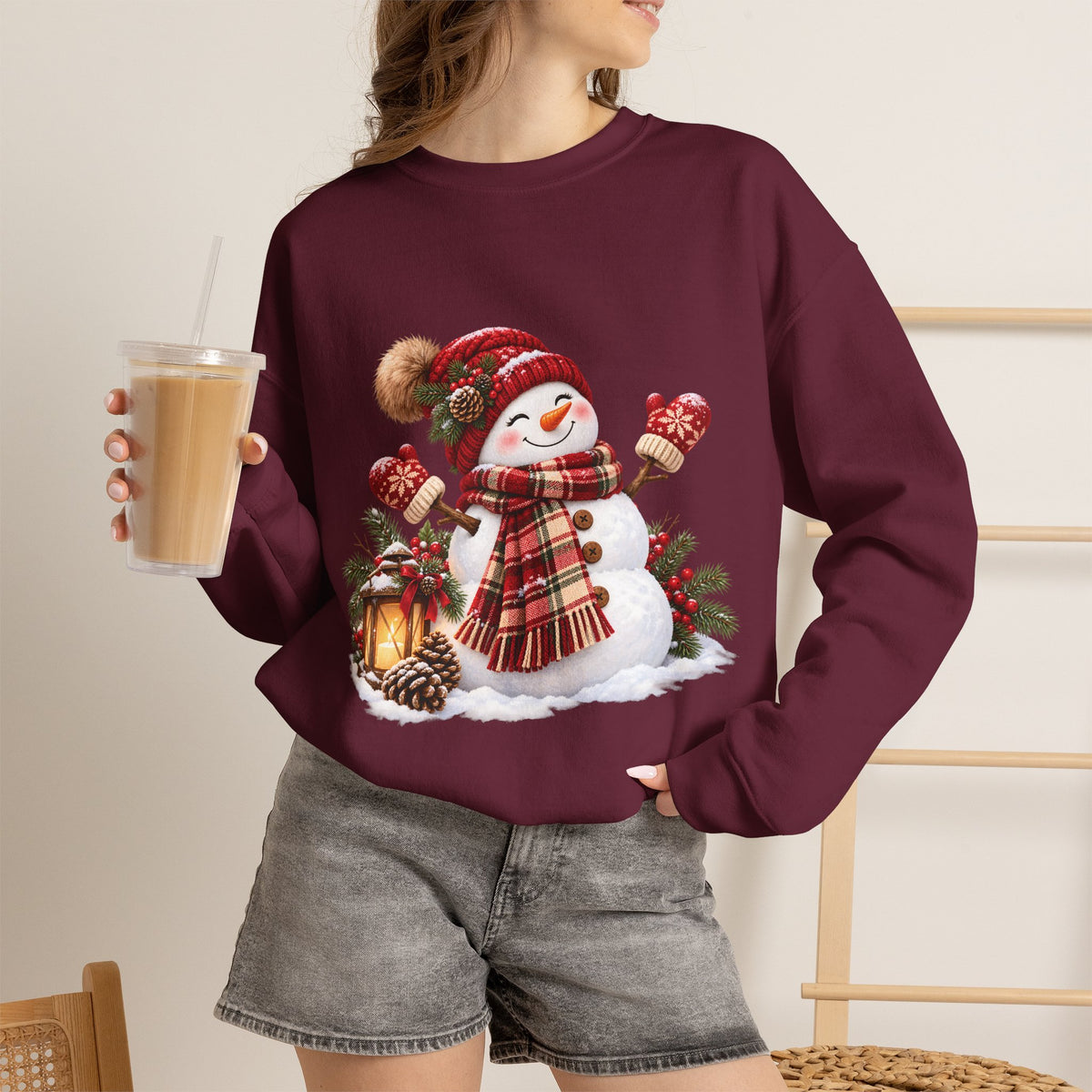 Snowman Holiday Sweatshirt - Cozy Christmas Unisex Sweatshirt
