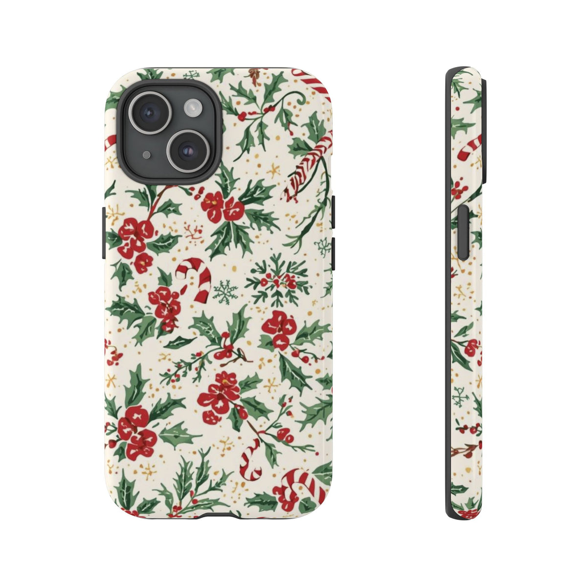Christmas Themed Phone Case, Festive Floral Dual Layer Phone Case for Iphone & Samsung