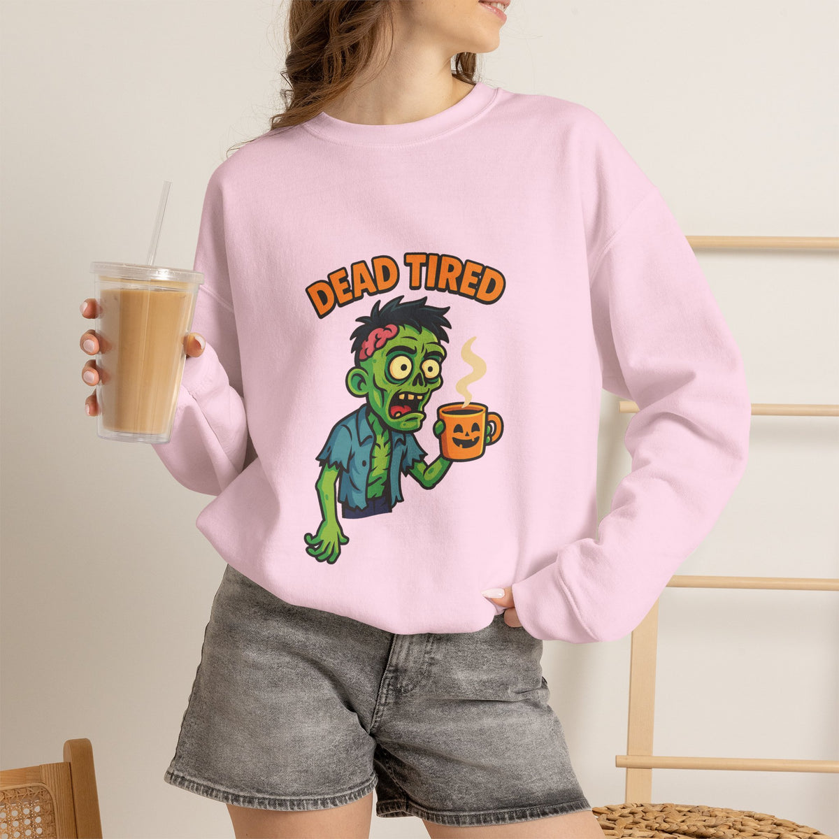 Dead Tired Zombie Sweatshirt, Funny Halloween Crewneck, Spooky Season Apparel