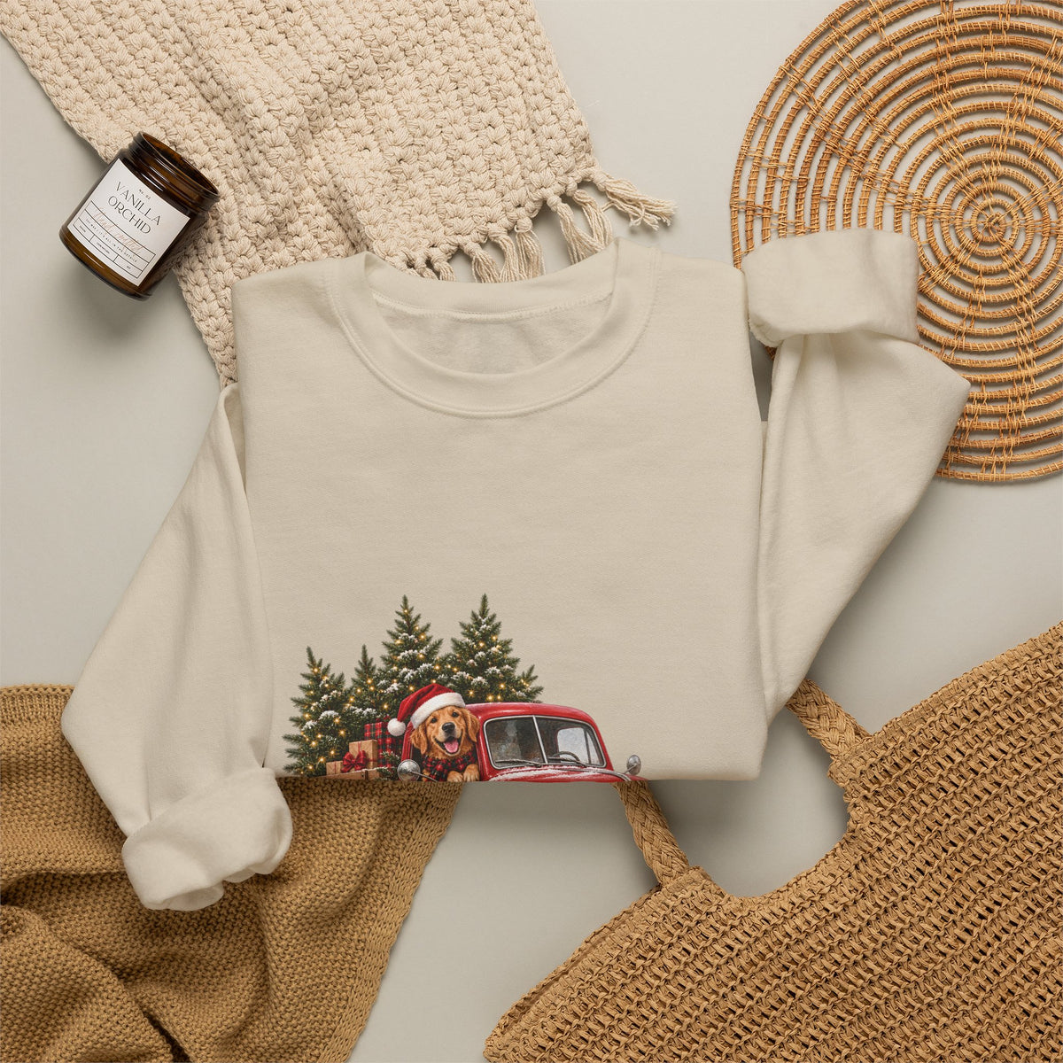 Vintage Red Truck Christmas Sweatshirt, Unisex Sweatshirt