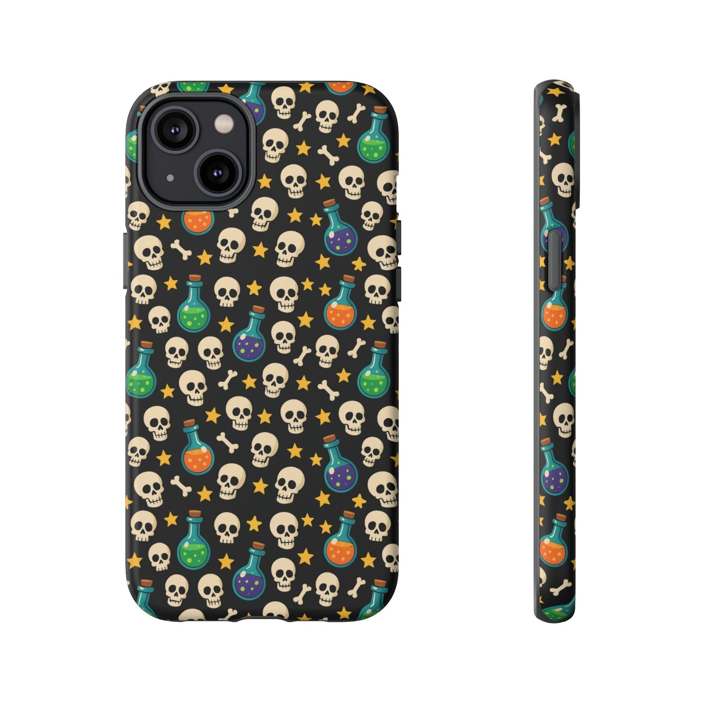 Skull & Potion Phone Case, Trendy Cell Phone Cover, Halloween Gift, Gothic Phone Accessory, Spooky Style Case, Tough Cases