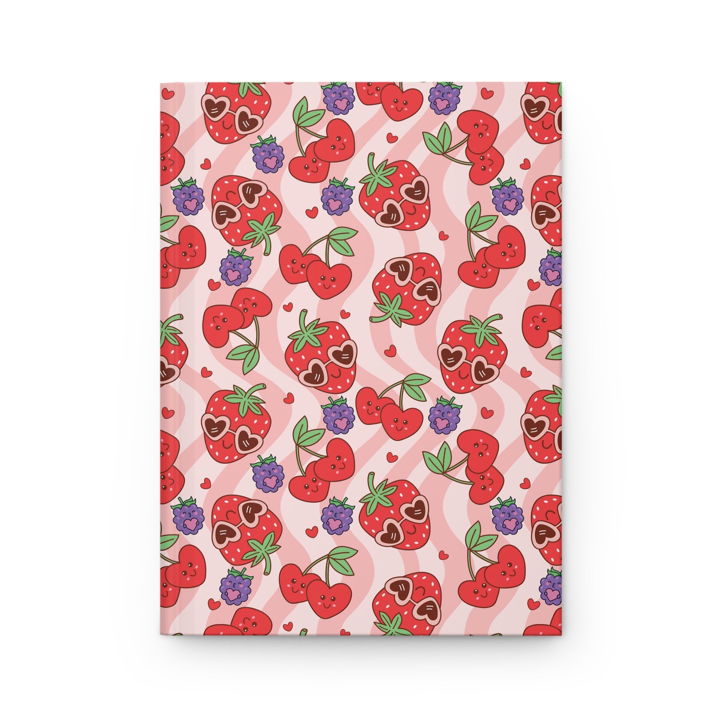 Strawberry & Cherry Hardcover Journal — Cute Pink Patterned Notebook for Notes, Journaling & Gifts
