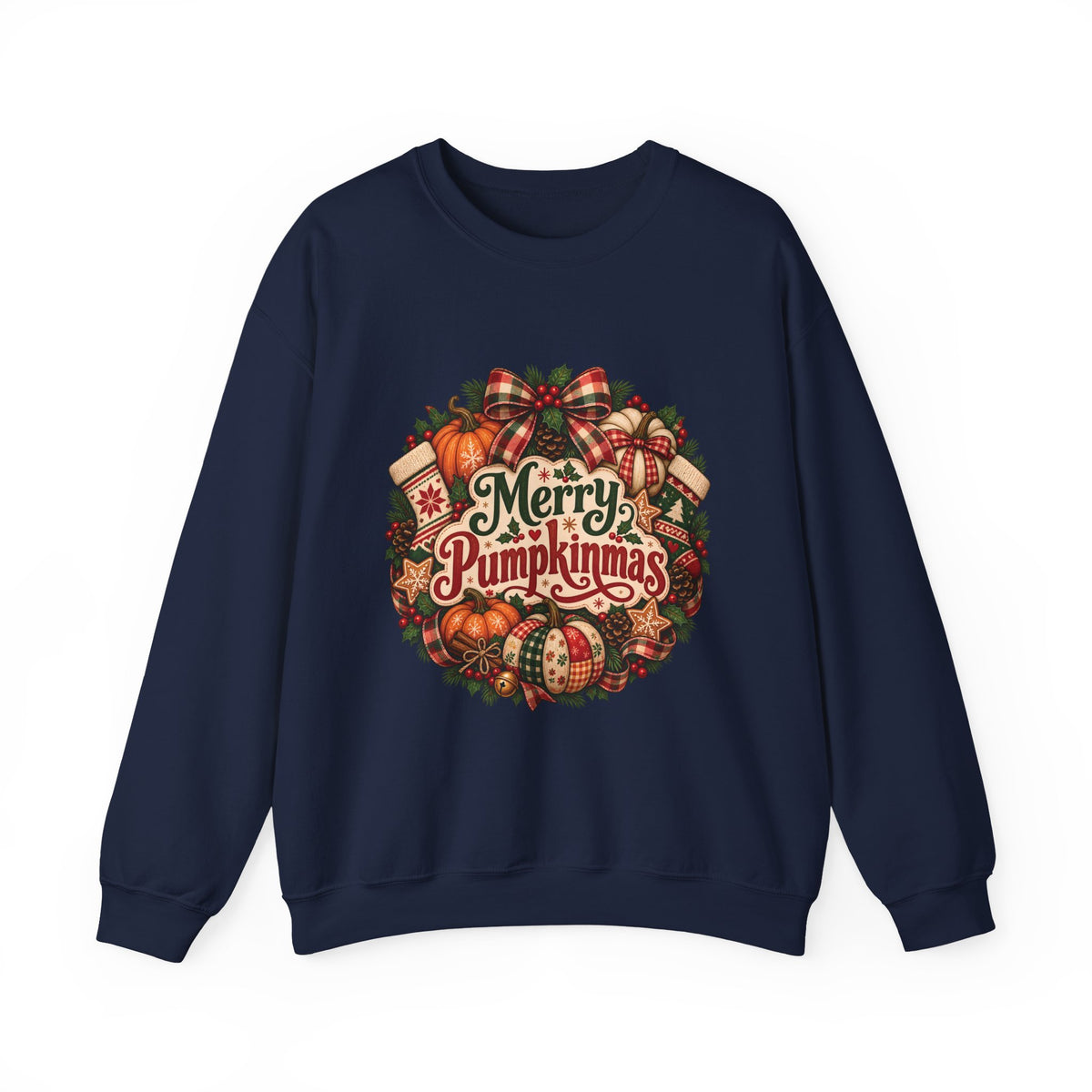 Merry Pumpkinmas Sweatshirt — Holiday Pumpkin Wreath Crewneck