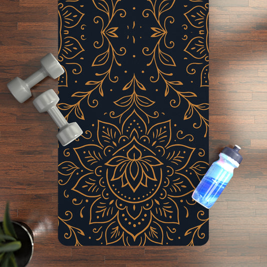 Rubber Yoga Mat with Elegant Floral Design, Non-Slip Yoga Mat, Eco-Friendly Fitness Mat
