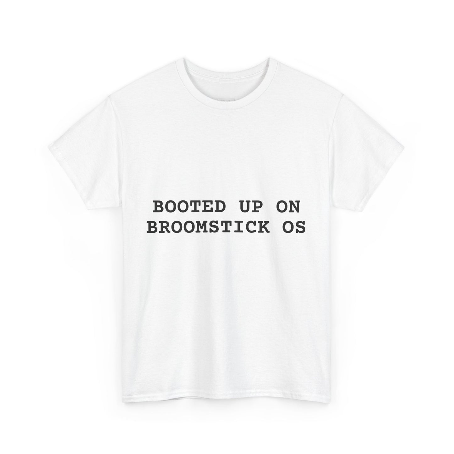 Broomstick OS Tee, Funny Graphic Tee for Tech Lovers, Unisex Cotton T-Shirt