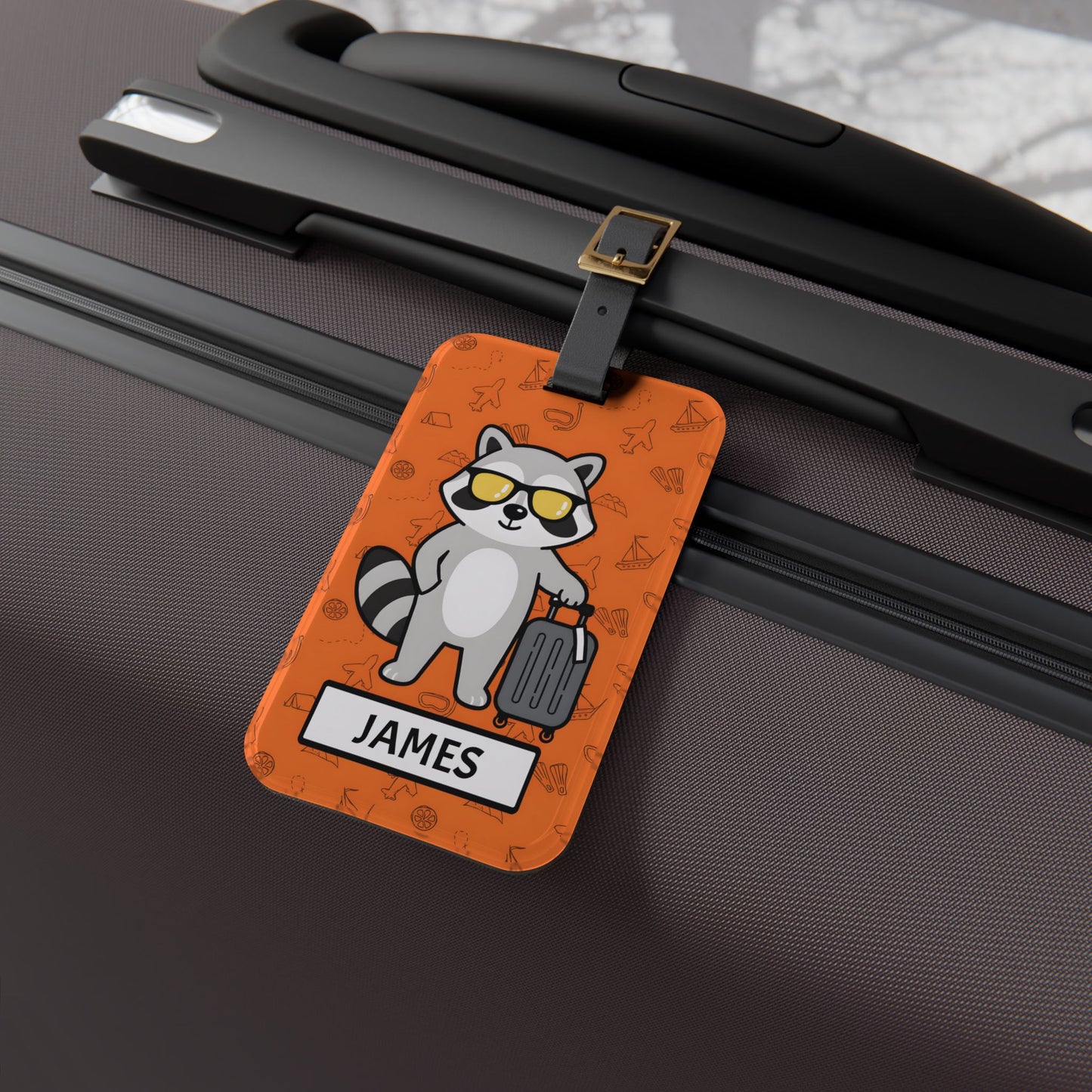 Personalized Raccoon Luggage Tag — Travel ID with Name