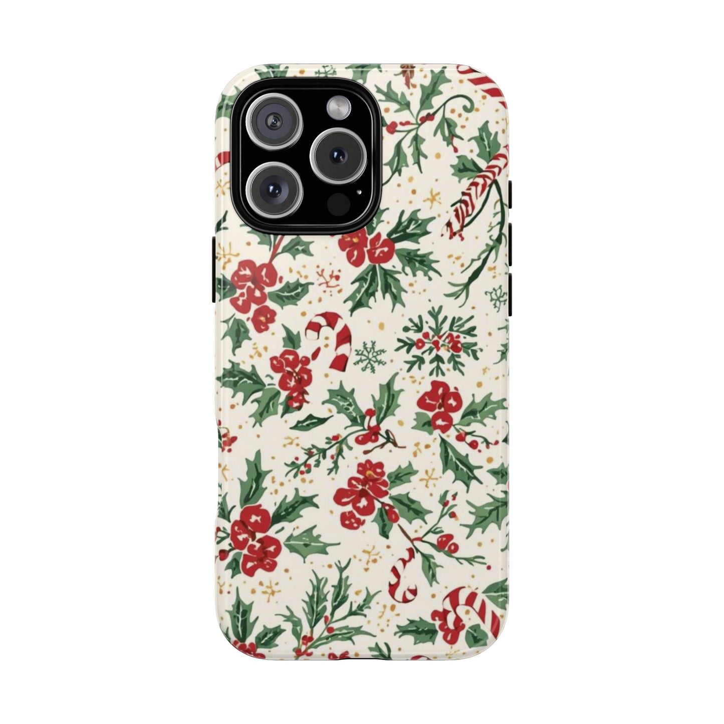 Christmas Themed Phone Case, Festive Floral Dual Layer Phone Case for Iphone 17, 16, 15, 14, 13, 12, 11 & Samsung