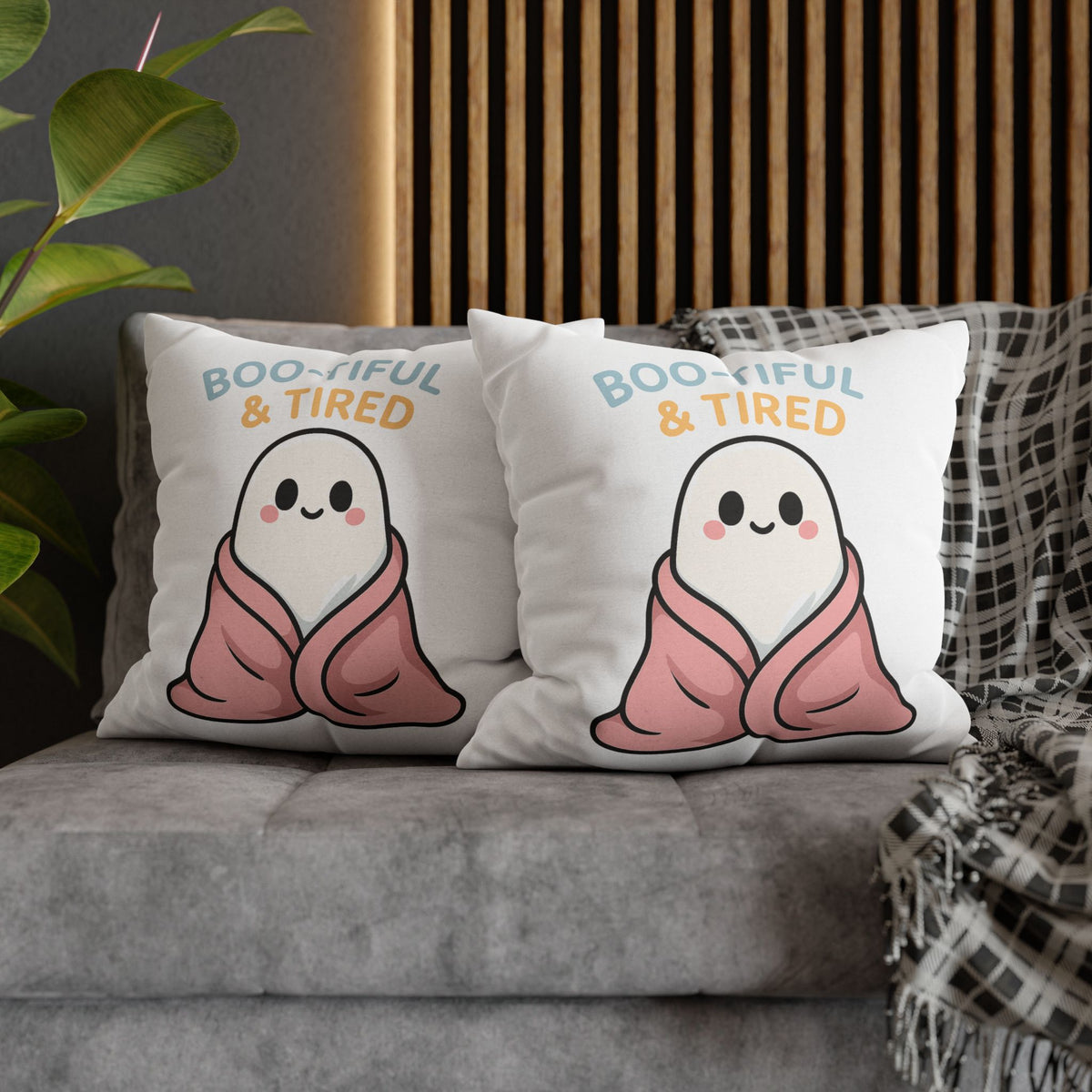 Boo-tiful & Tired Ghost Pillowcase, Halloween Home Decor
