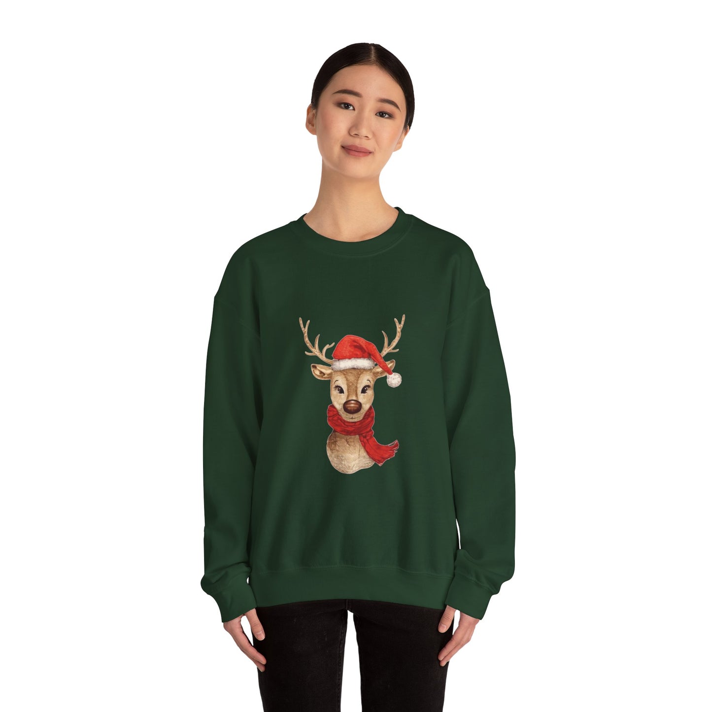 Christmas Reindeer Sweatshirt, Cozy Holiday Crewneck, Winter Fashion, Festive Sweater