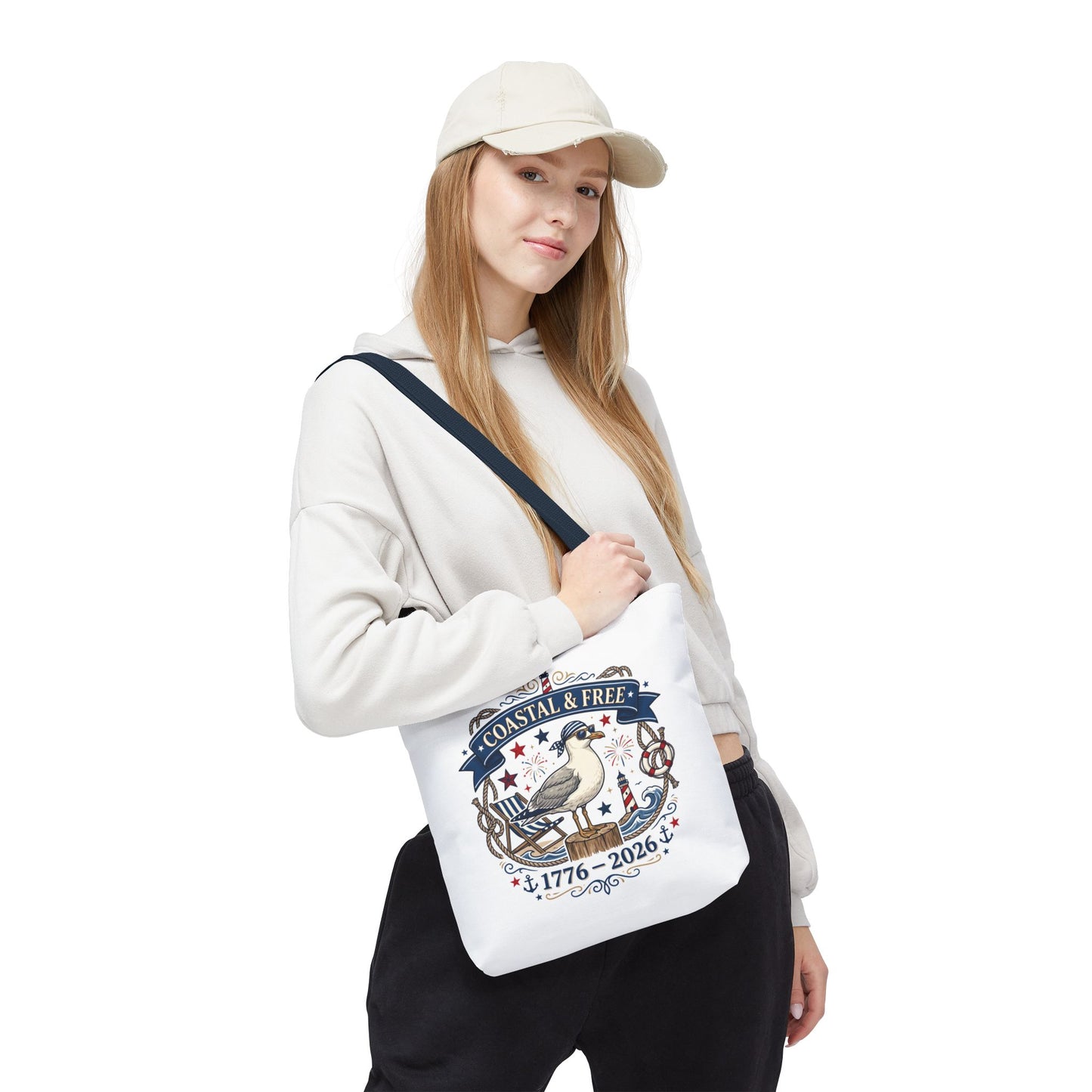 Coastal & Free Seagull Tote Bag — Patriotic 4th of July Beach Tote