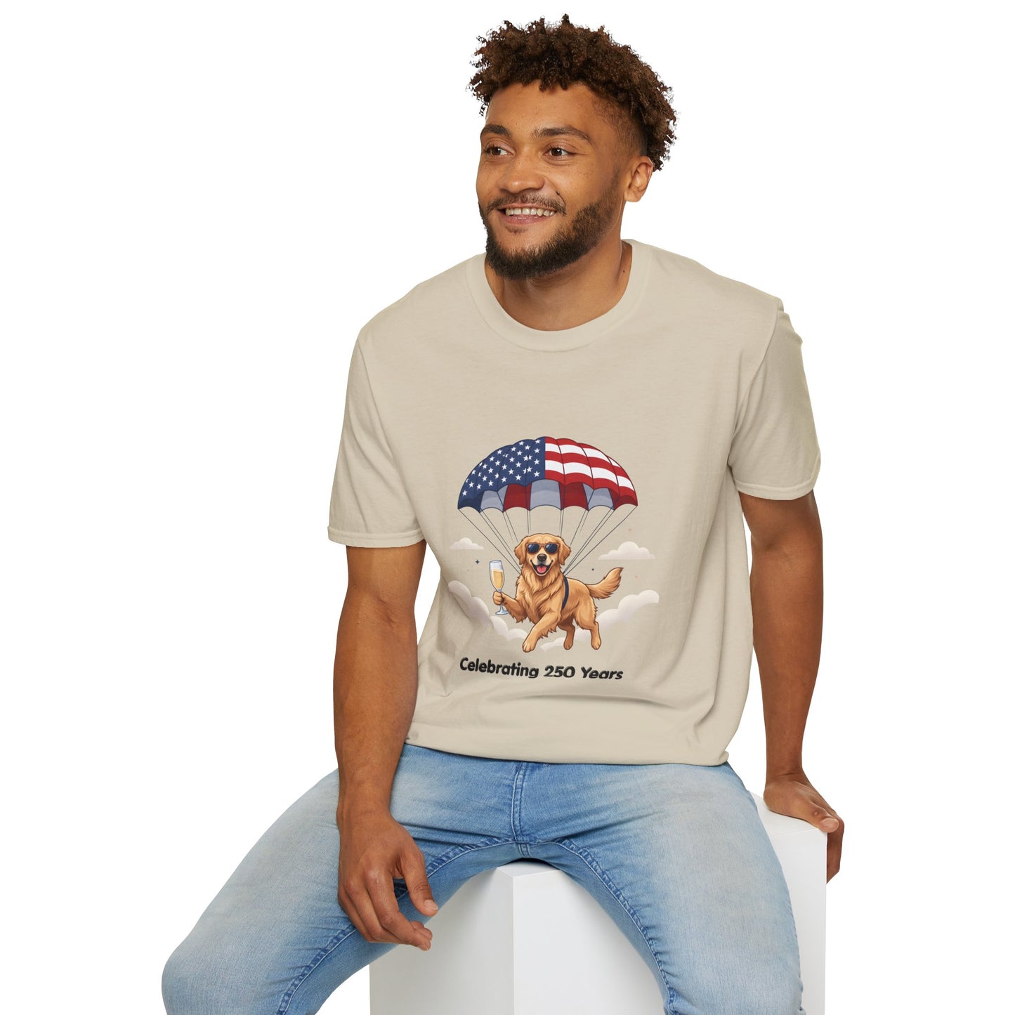 Patriotic Golden Retriever T-Shirt — "Celebrating 250 Years"