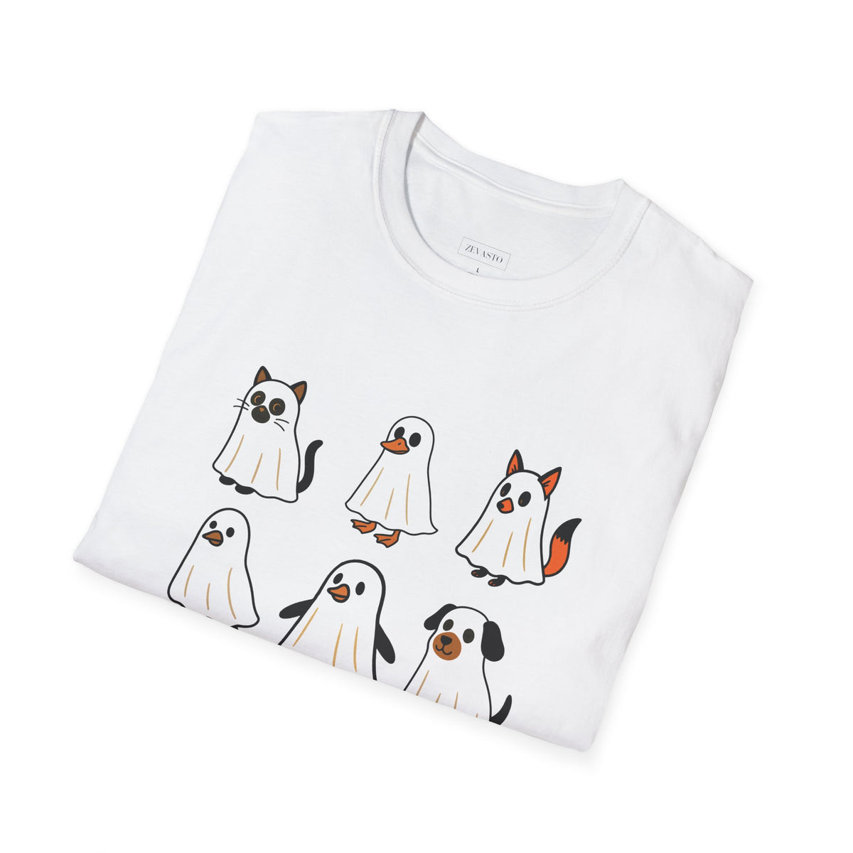 Cute Ghost Cartoon Unisex T-Shirt, Halloween Tee, Pet Lover Gift, Whimsical Shirt, Fun Casual Wear