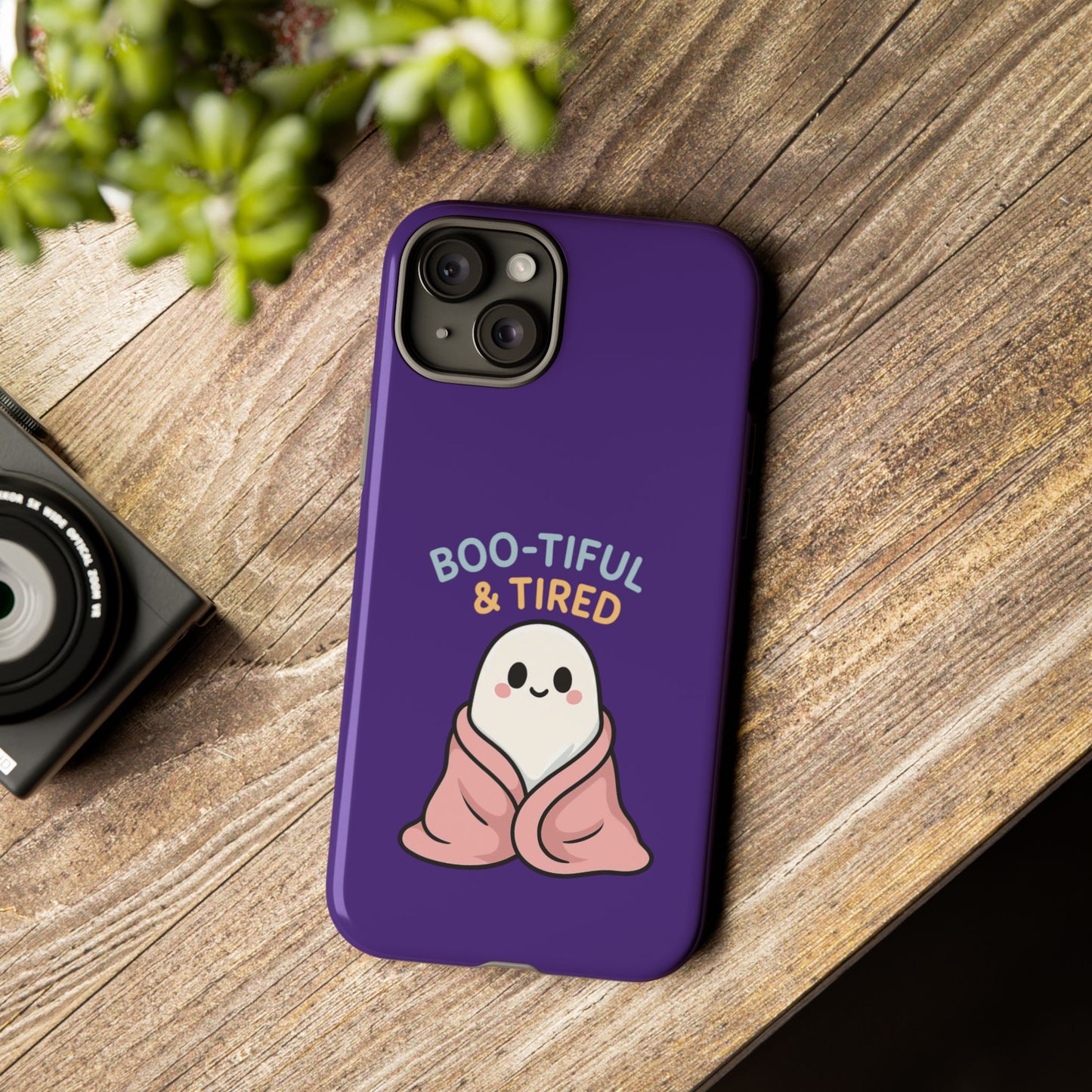 Boo-Tiful & Tired Phone Case, Halloween-Themed Design