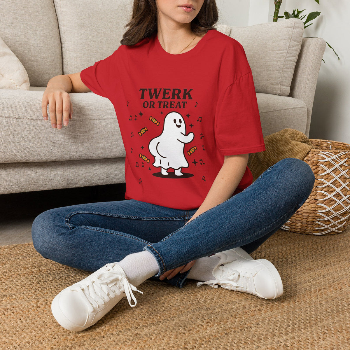 Whimsical Halloween T-Shirt for Adults, Fun Ghost Tee, Twerk or Treat Shirt, Unisex Costume Top, Spooky Celebration Apparel