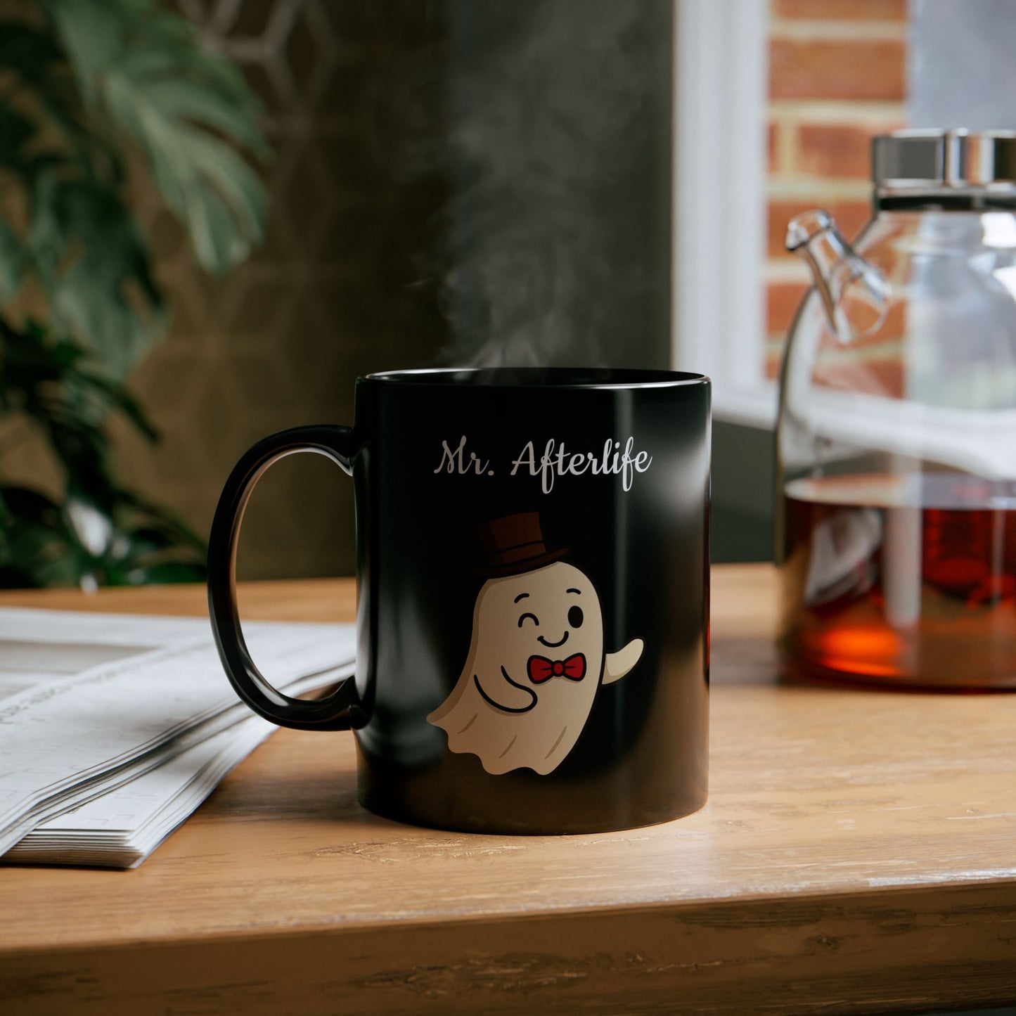 Cute Ghost Coffee Mug - Mr. Afterlife, Halloween Gift, Funny Mug, Spooky Decor, Unique Present, Cute Ghost Design