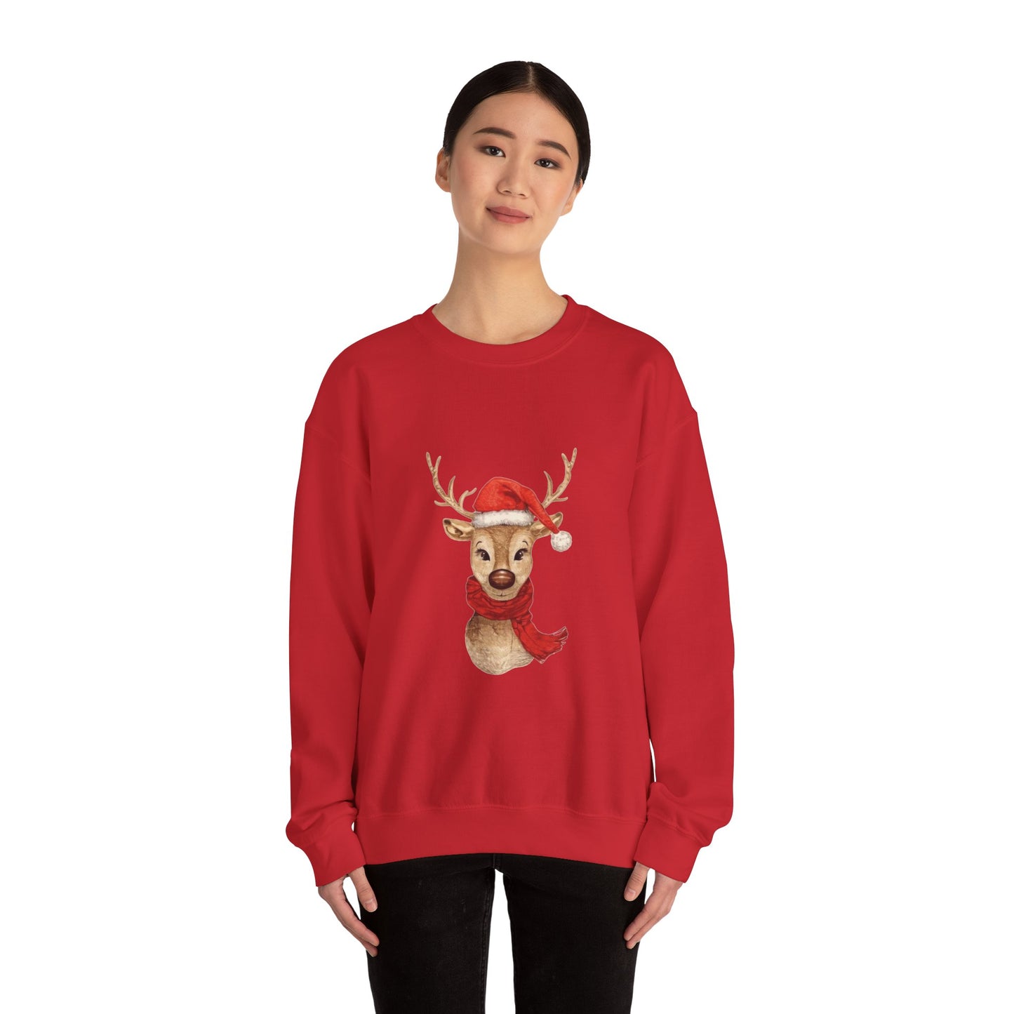 Christmas Reindeer Sweatshirt, Cozy Holiday Crewneck, Winter Fashion, Festive Sweater