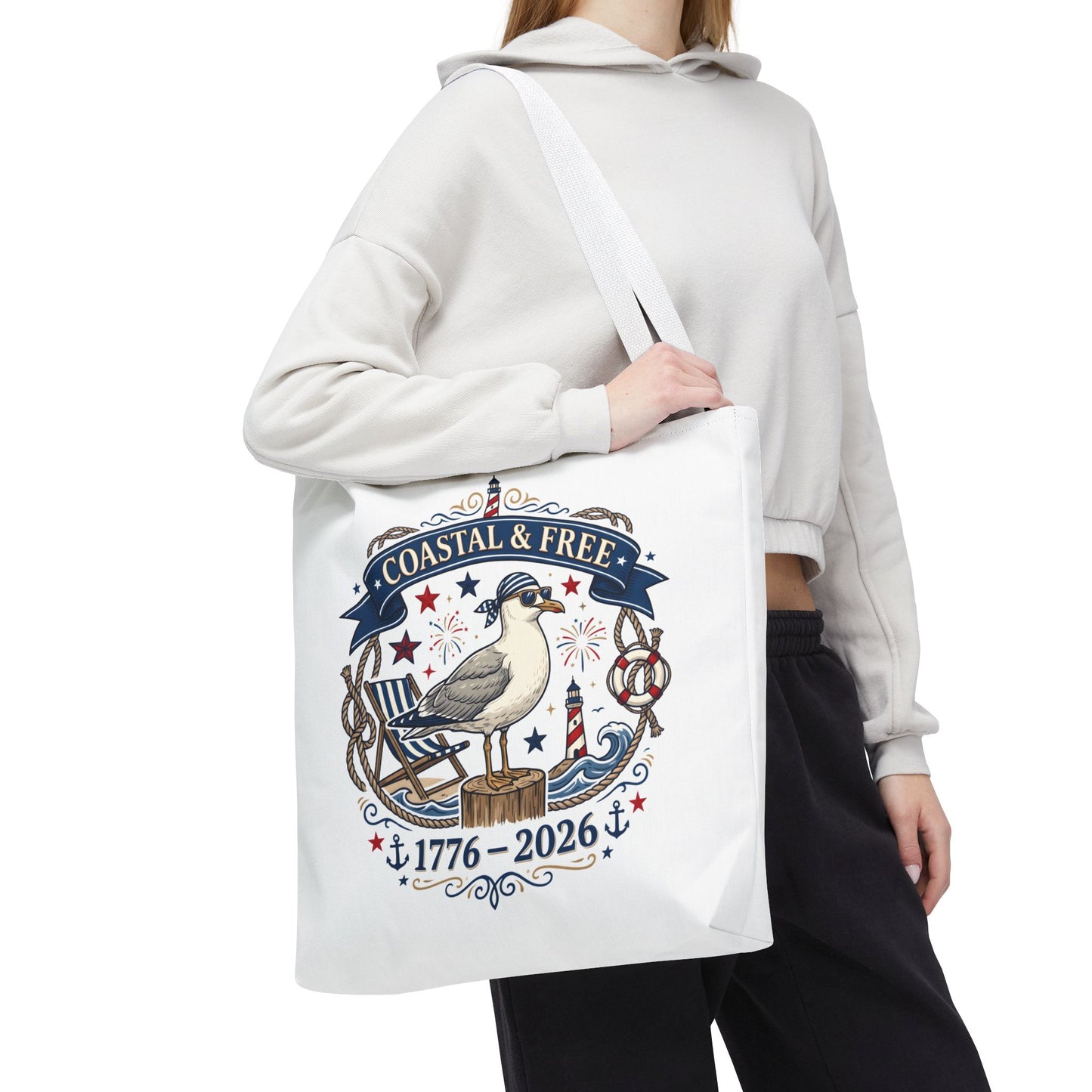 Coastal & Free Seagull Tote Bag — Patriotic 4th of July Beach Tote