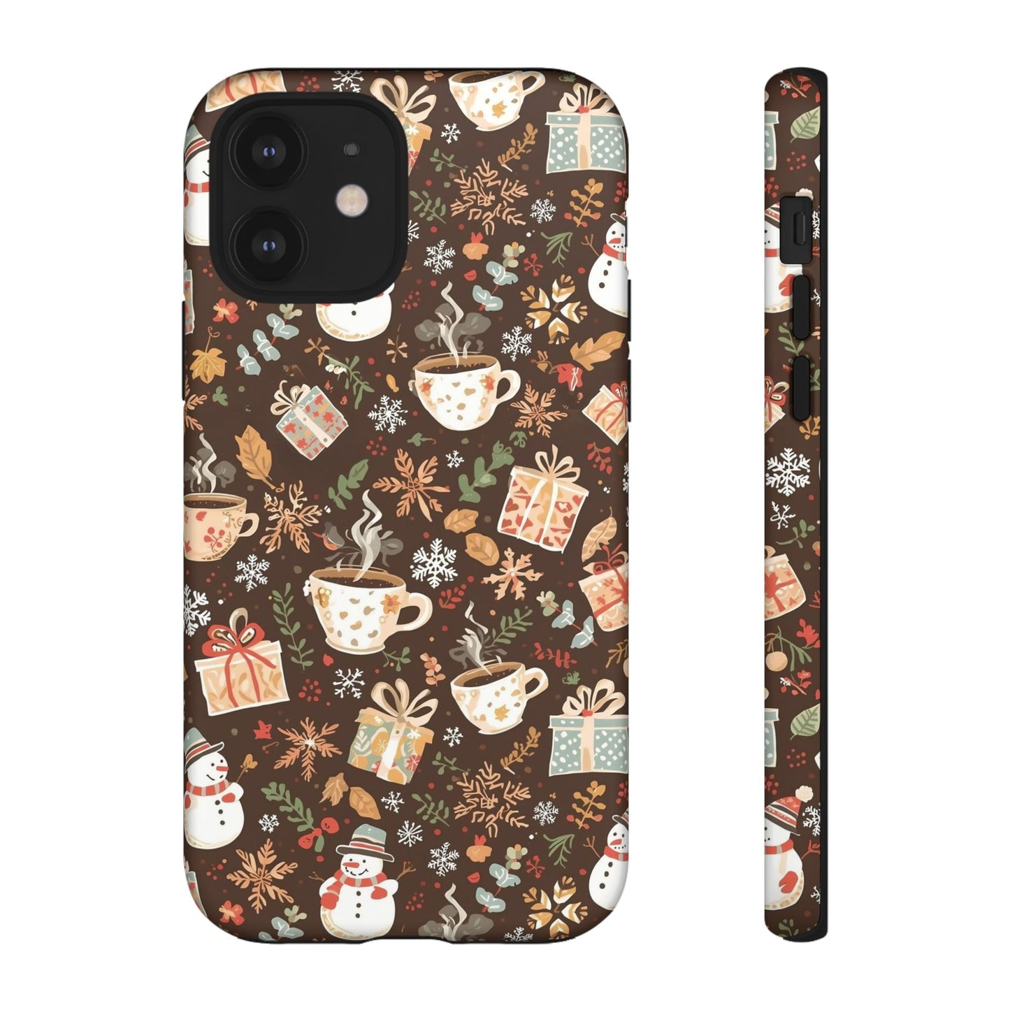 Christmas Phone Case, Winter Holiday Phone Case with Snowmen and Gifts Design for Iphone 17, 16, 15, 14, 13, 12, 11 & Samsung