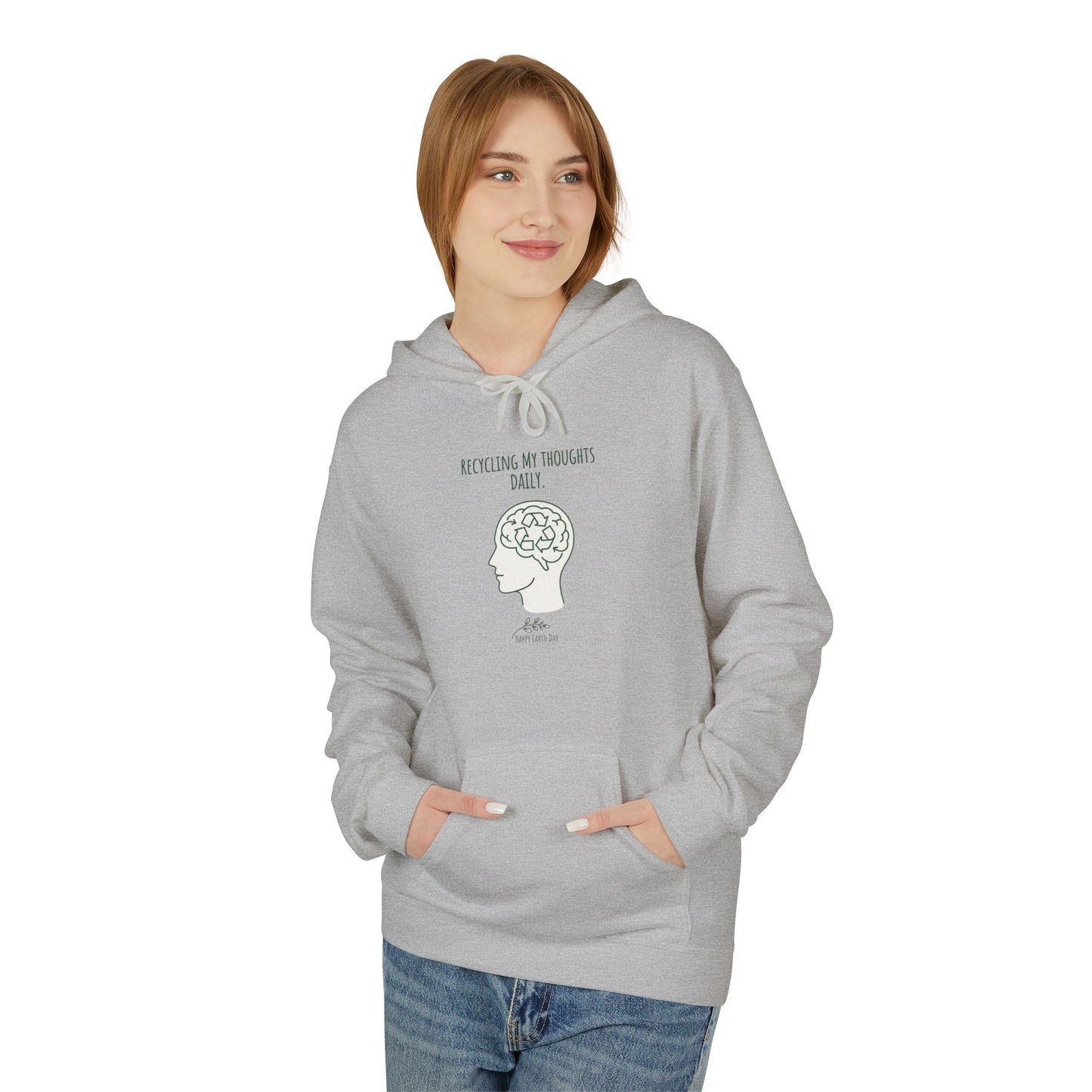 Recycling My Thoughts Daily Hoodie – Earth Day Mental Health Sweatshirt | Eco Mindfulness Unisex Hoodie | Minimal Green Aesthetic