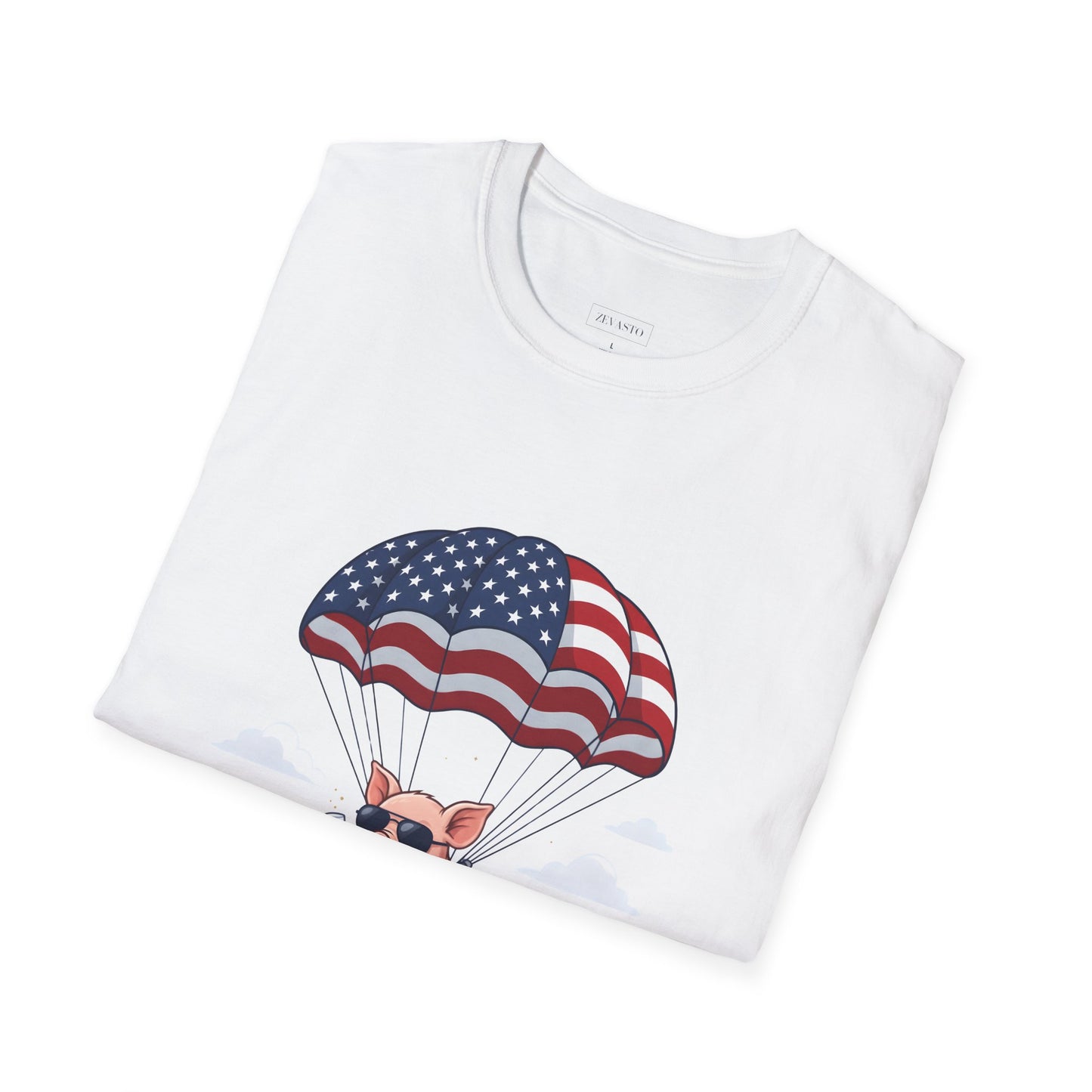 Patriotic Parachuting Piglet T-shirt - “Celebrating 250 Years”